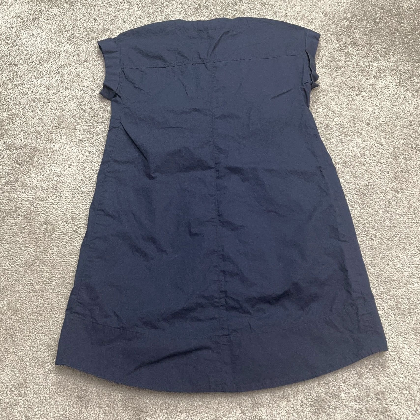 J.Crew Lace Up Shift Dress Womens Petite Small Navy Blue Casual Classic Midi