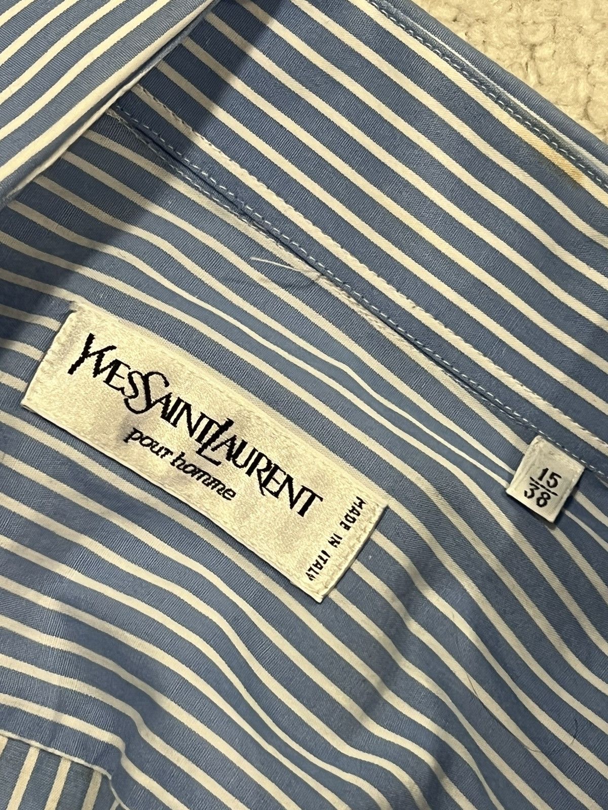 Yves Saint Laurent Yves Saint Laurent Striped Blue Dress Shirt Size US S / EU 44-46 / 1 - 7 Thumbnail
