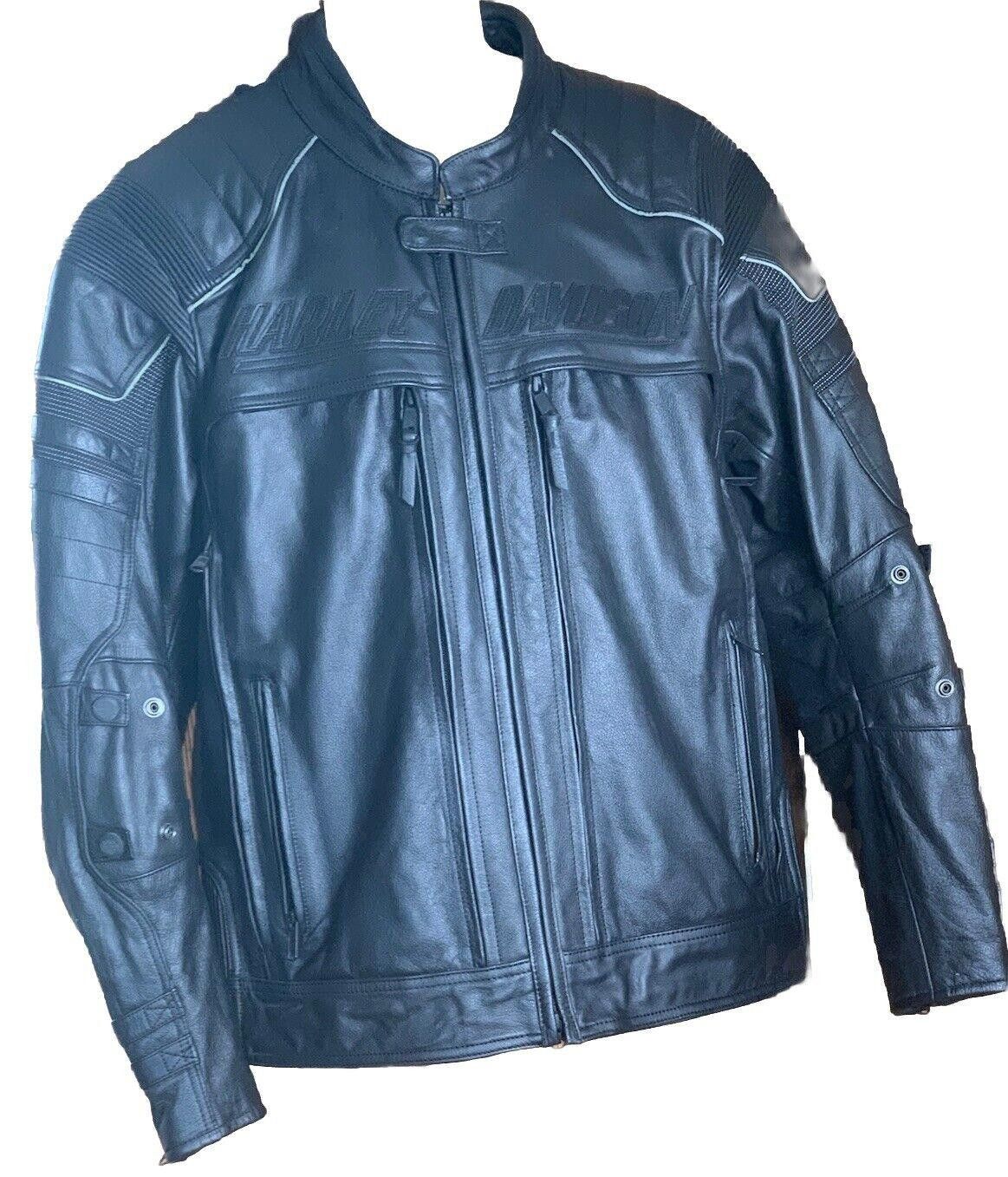 Harley Davidson Erving Pocket System Black Leather Jacket XL
