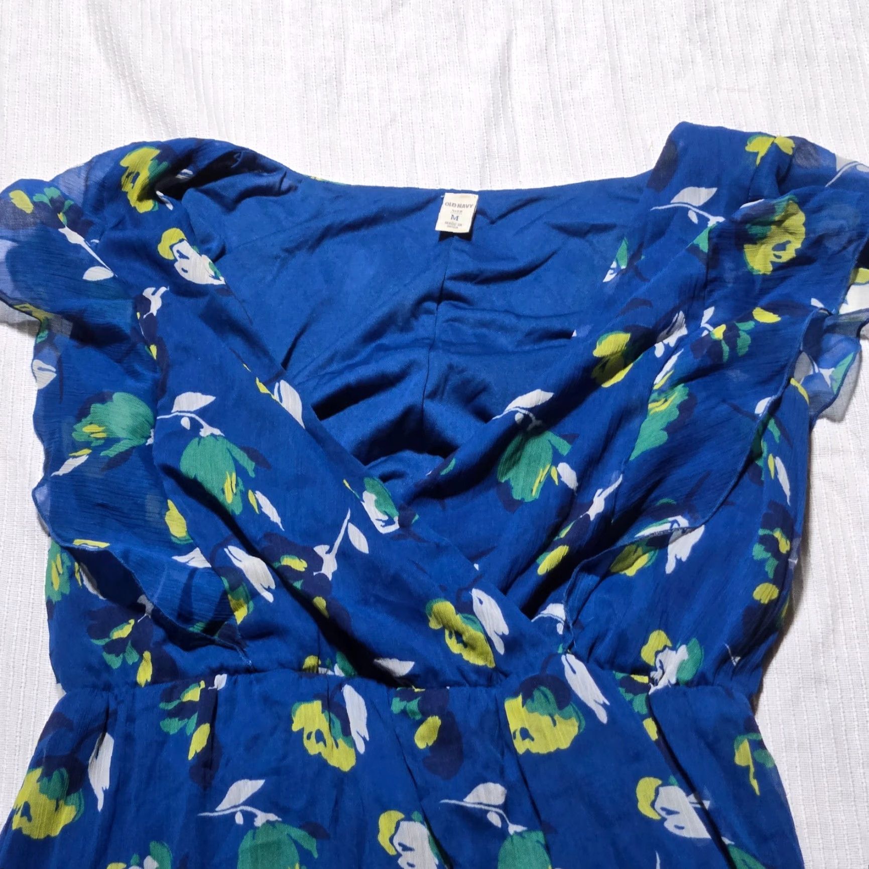 Old Navy VINTAGE Old Navy Women's Shirt Dress Long Sleeve Floral Pattern Blue Medium 90s Tourney Dress Size M / US 6-8 / IT 42-44 - 2 Thumbnail