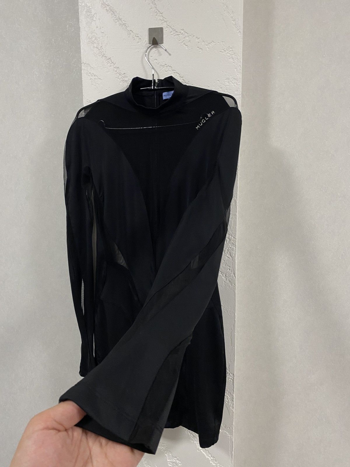 H&M 🖤 Mugler x H&M Full Black Panelled Mini Dress Size M / US 6-8 / IT 42-44 - 6 Thumbnail