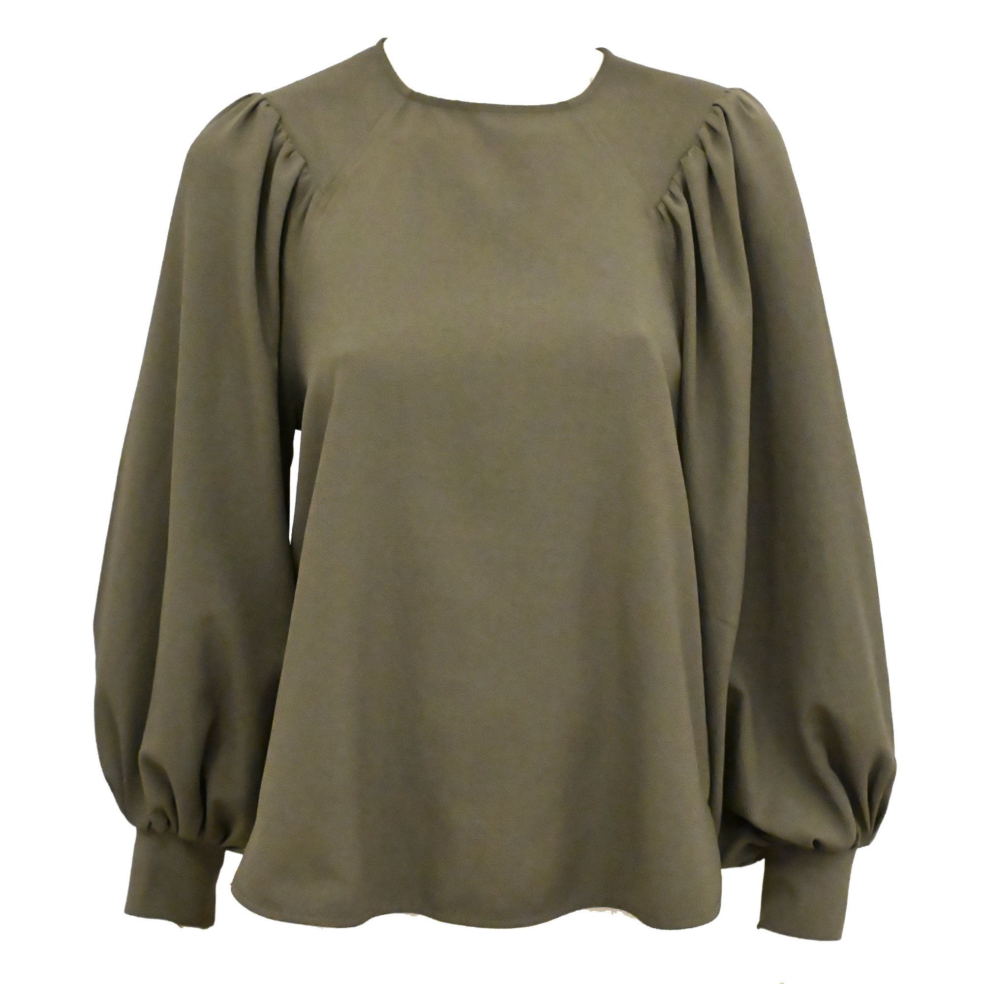 Ganni Ganni puff sleeve blouse in khaki green size S Size S / US 4 / IT 40 - 1 Thumbnail