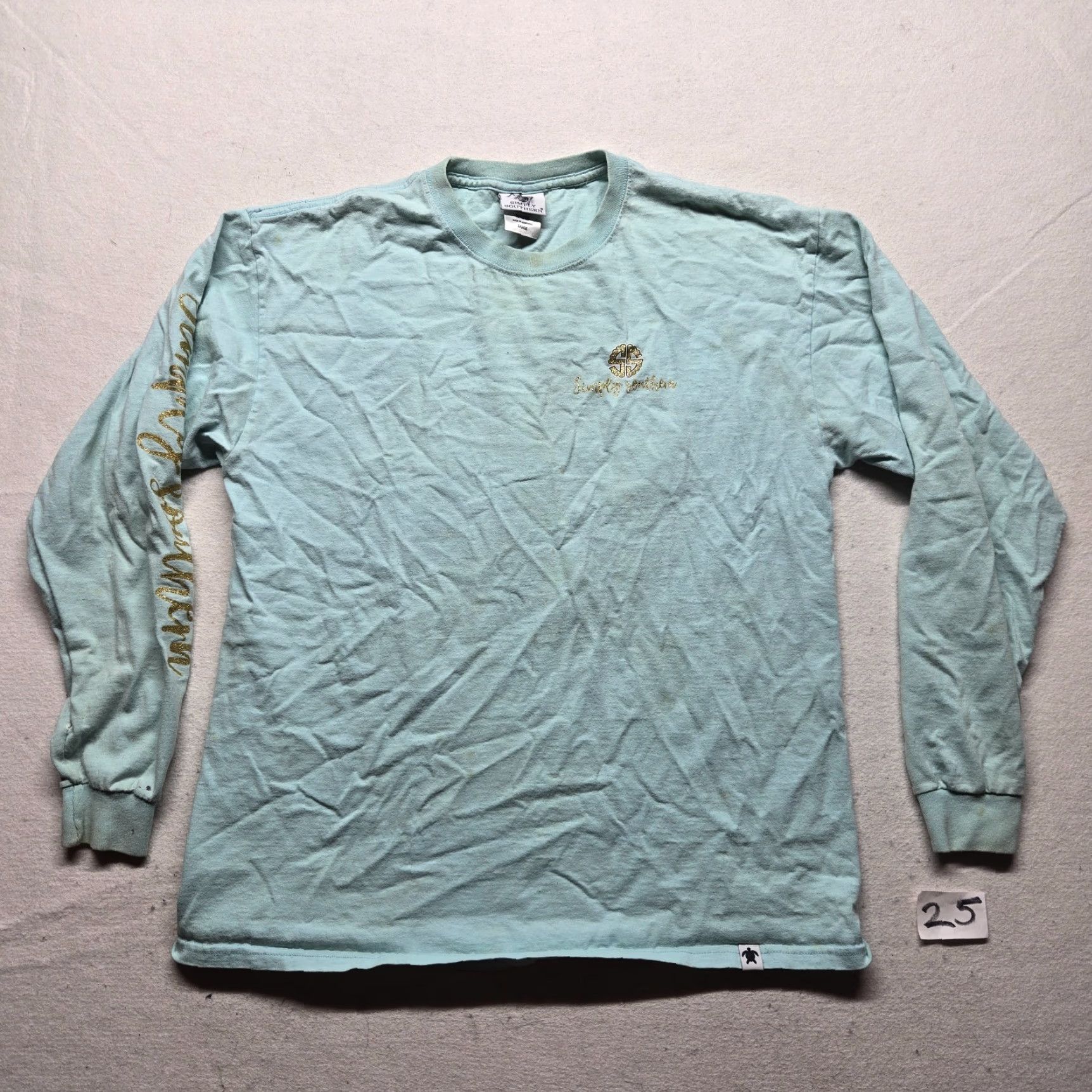 Vintage Simply Southern Shirt Blue Long Sleeve Adults L Solid Bow Patch Size L / US 10 / IT 46 - 2 Thumbnail