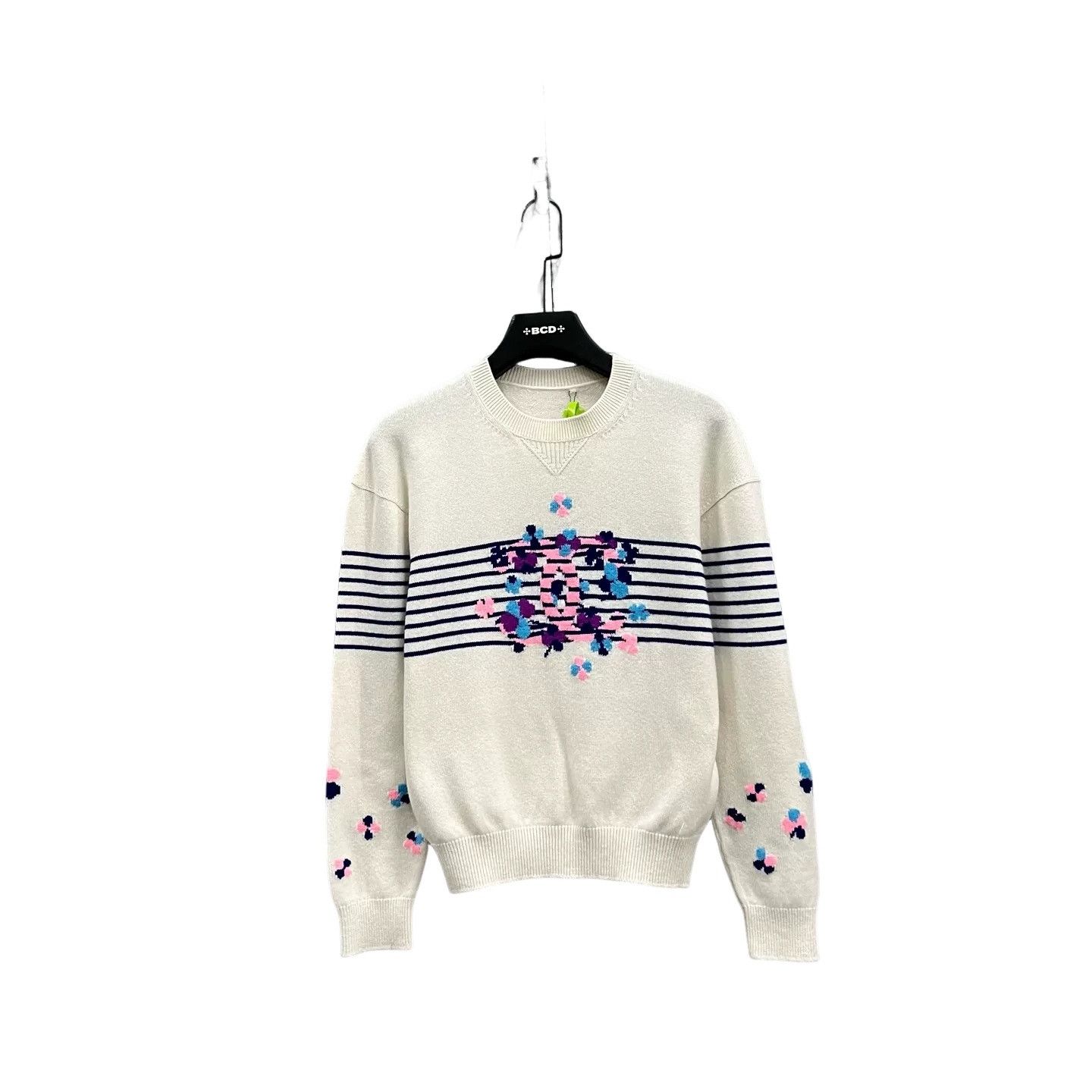 Chanel Chanel Floral Intarsia CC Logo Striped Sweater 36 Size XS / US 0-2 / IT 36-38 - 1 Thumbnail