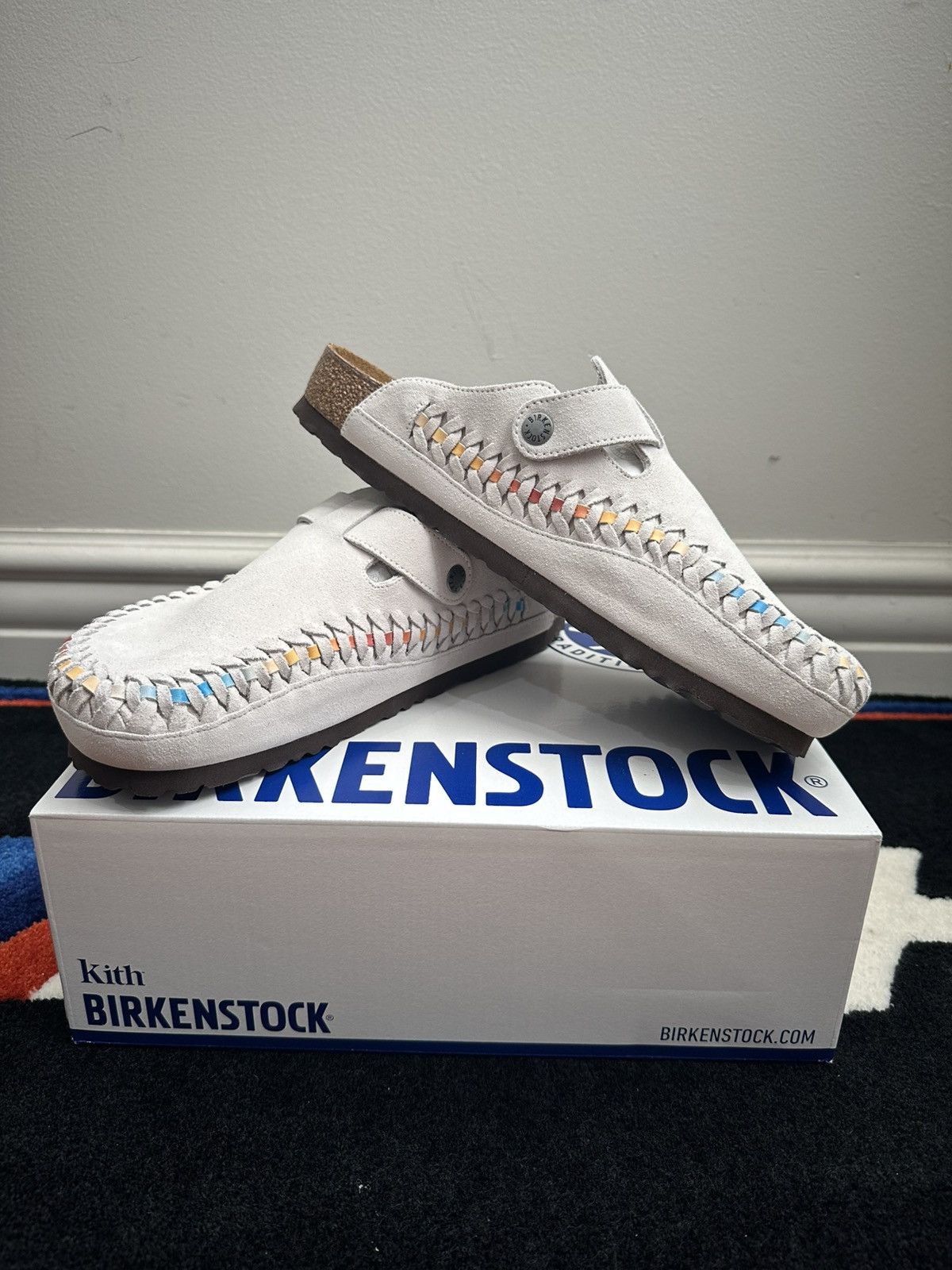 Birkenstock × Kith Birkenstock x Kith Boston Woven Antique White/Tie Dye Size US 8 / EU 41 - 1 Thumbnail