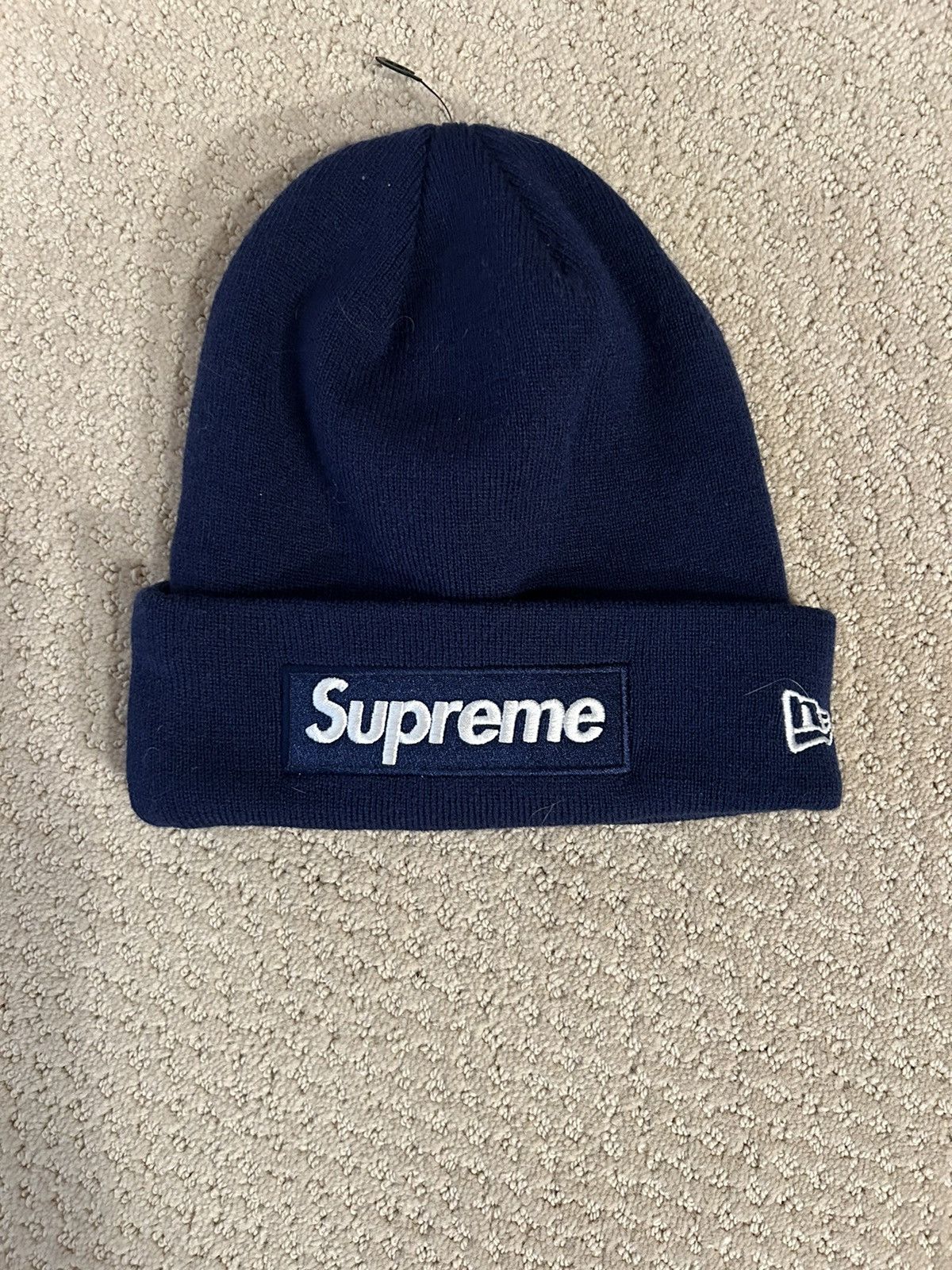 Supreme Box Logo beanie Navy SUPREME X NEW ERA BOX LOGO BEANIE NAVY