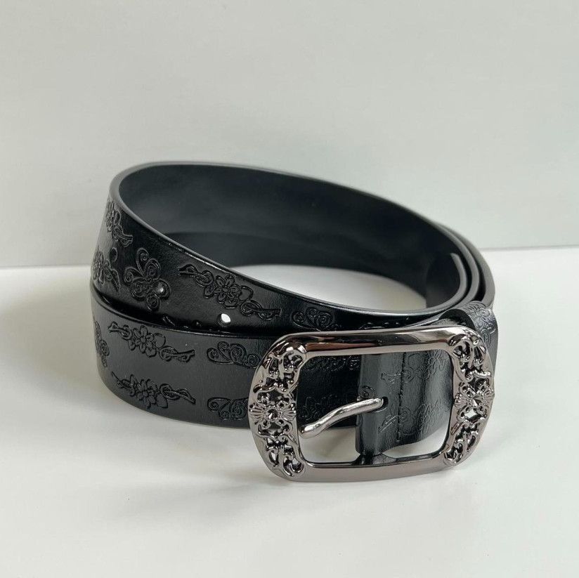 Japanese Brand Vintage style American western floral design black belt Size ONE SIZE - 8 Thumbnail