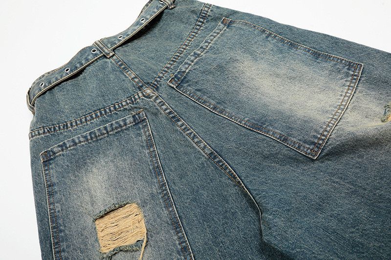 Vintage American retro washed distressed cropped jeans Size US 32 / EU 48 - 5 Thumbnail