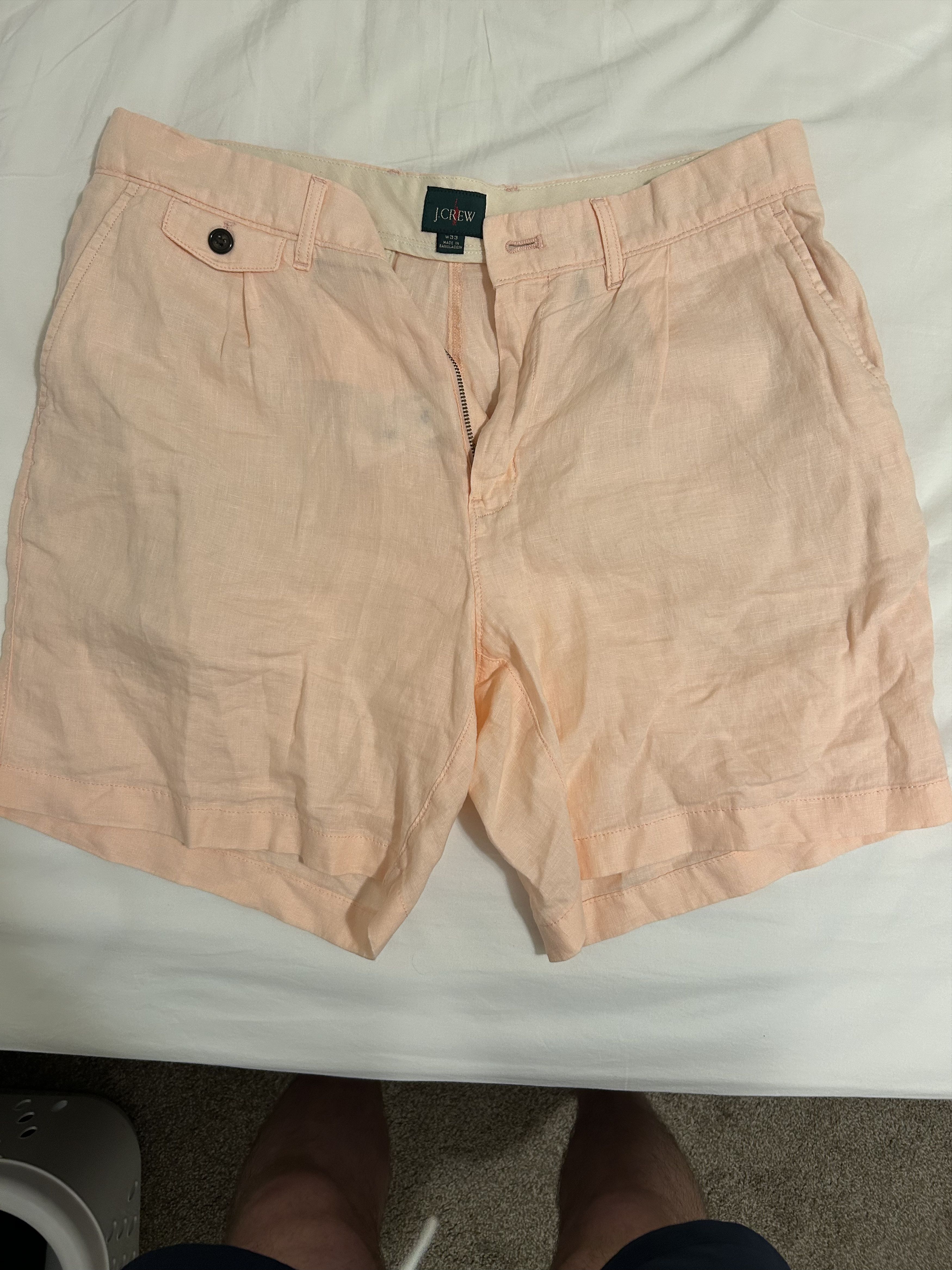 J.Crew J Crew Linen 7.5 Pink Linen Pleated Shorts Size US 33 - 1 Thumbnail