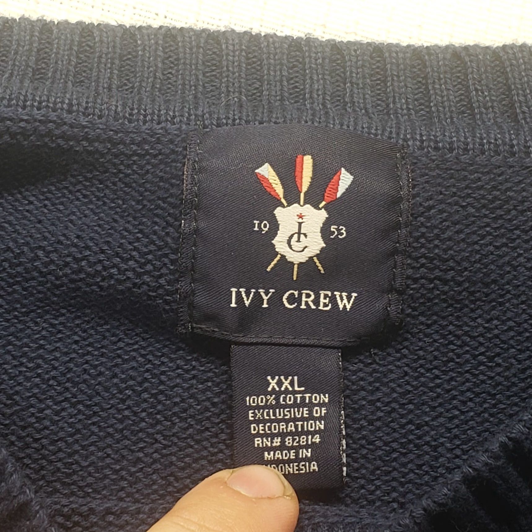 Vintage VINTAGE Ivy Crew Sweater Crew Neck Adult 2XL Navy Blue Knit Pull Over Long Sleeve Men XX L? Size US XXL / EU 58 / 5 - 2 Thumbnail