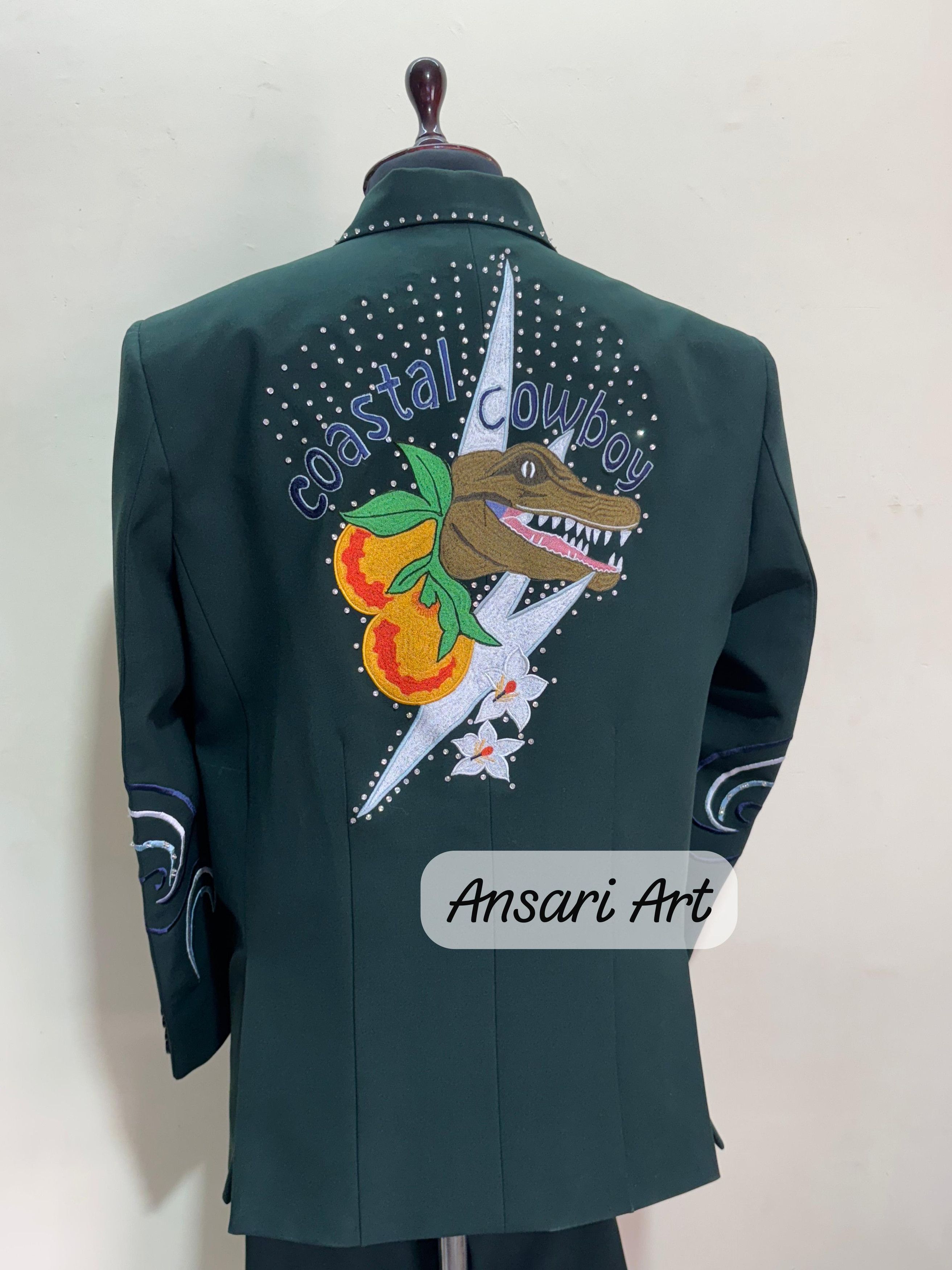 Other Men 2PC Customized crocodile embroidery western prom outfit Size 46S - 3 Thumbnail