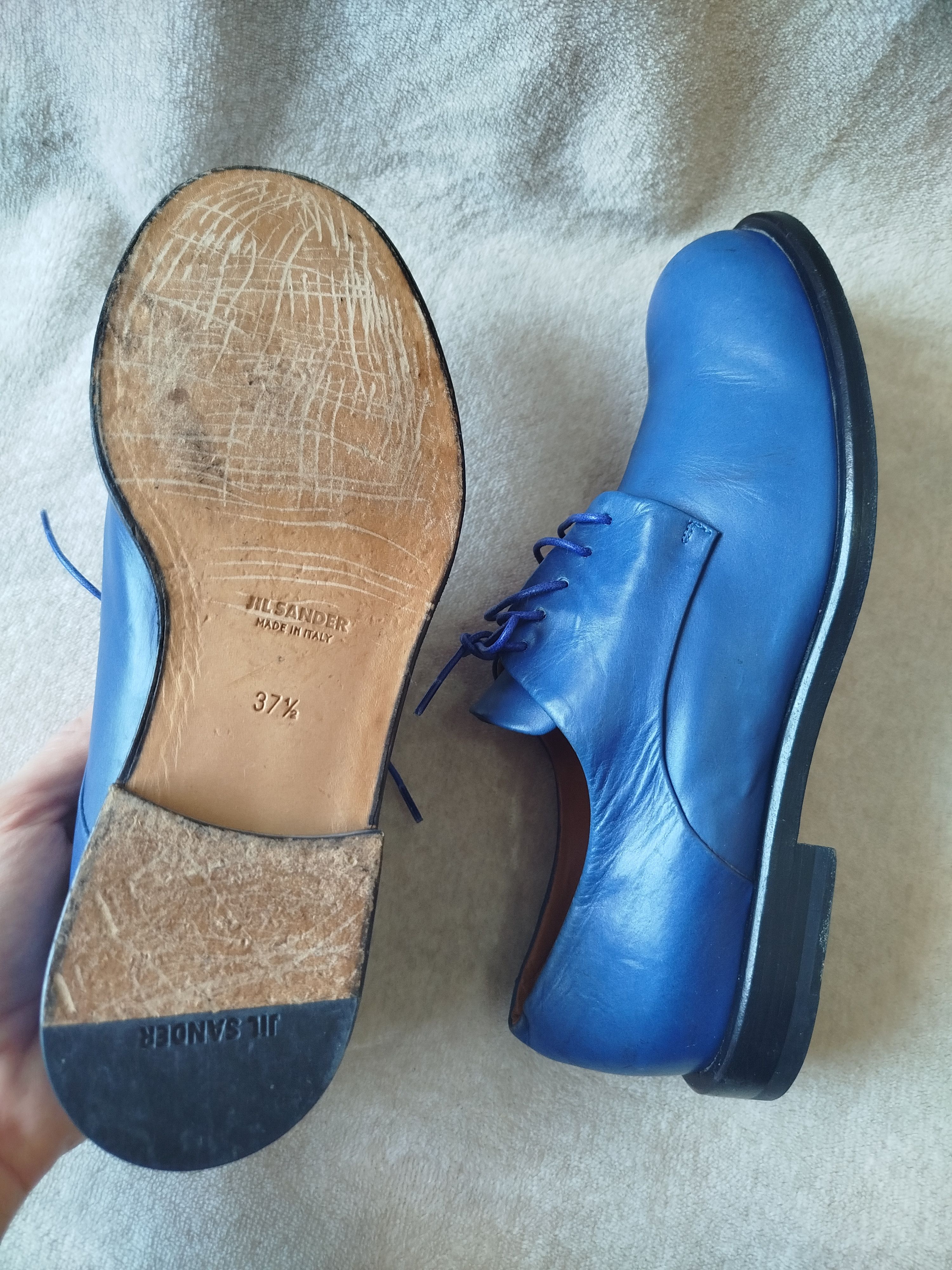 Jil Sander JIL SANDER cobalt blue leather derby shoes Size US 7.5 / IT 37.5 - 5 Thumbnail