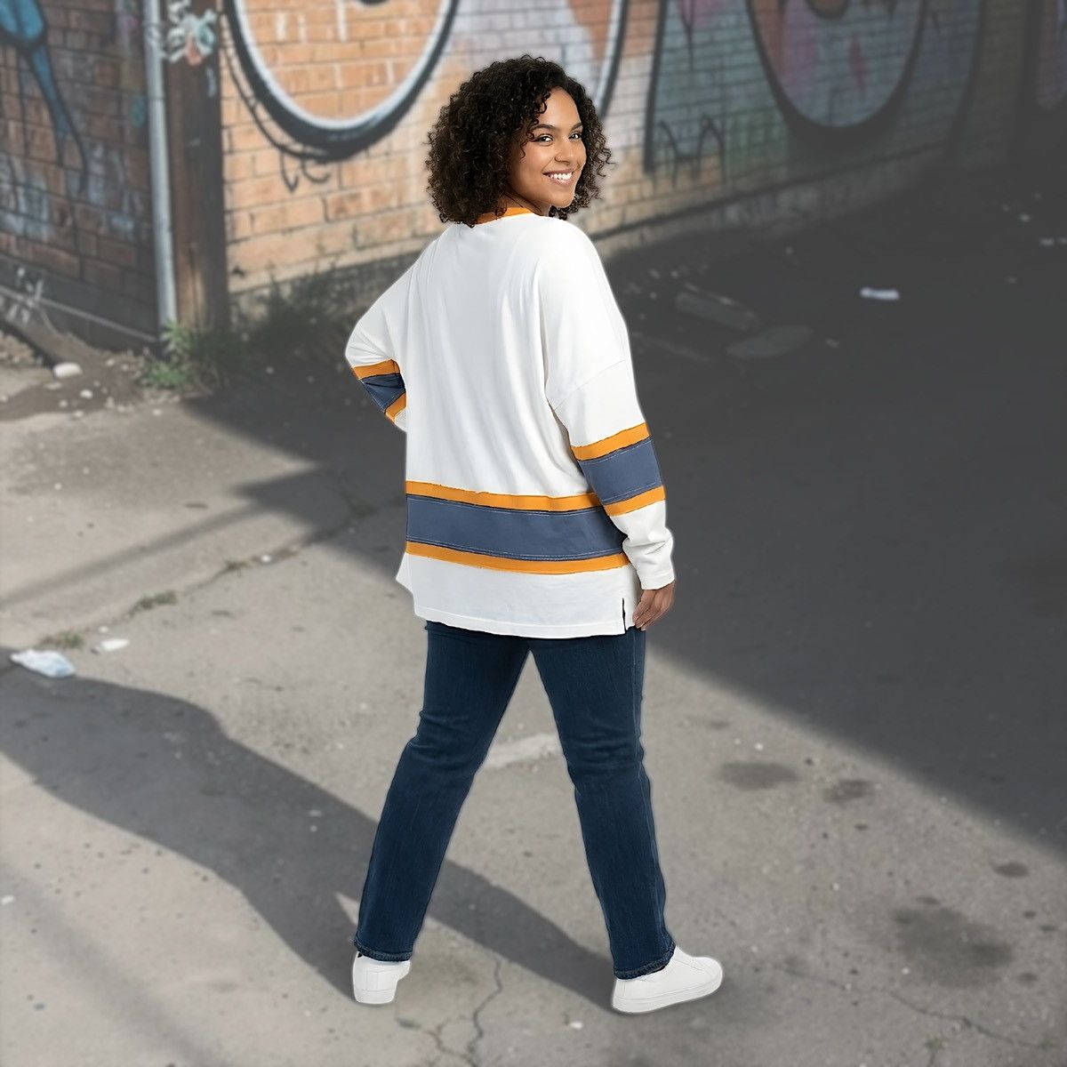 Other La Biz Long Sleeve Heritage T-Shirt White Blue Orange Sz S Size S / US 4 / IT 40 - 2 Thumbnail