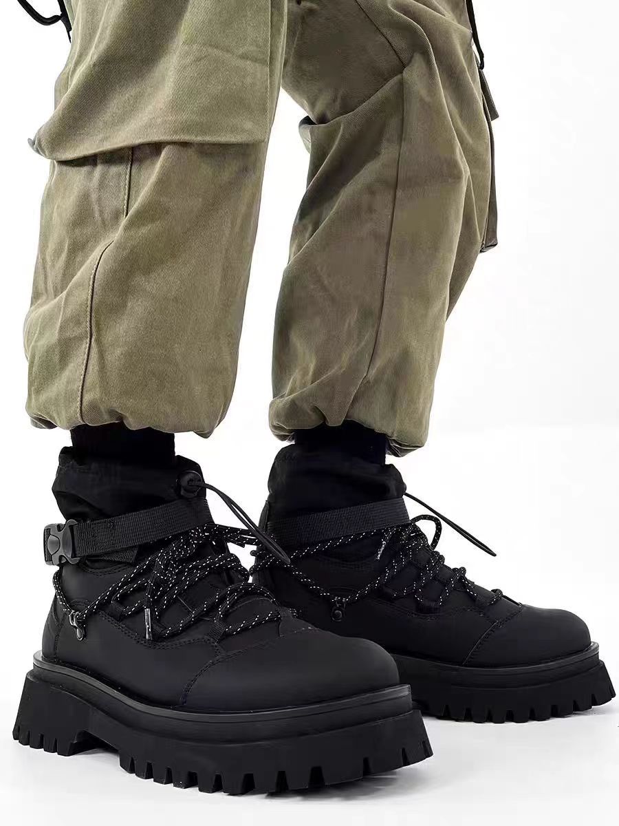 image of Vintage Retro Niche Camping And Mountaineering Workwear Martin Boots in Black, Men's (Size 10)