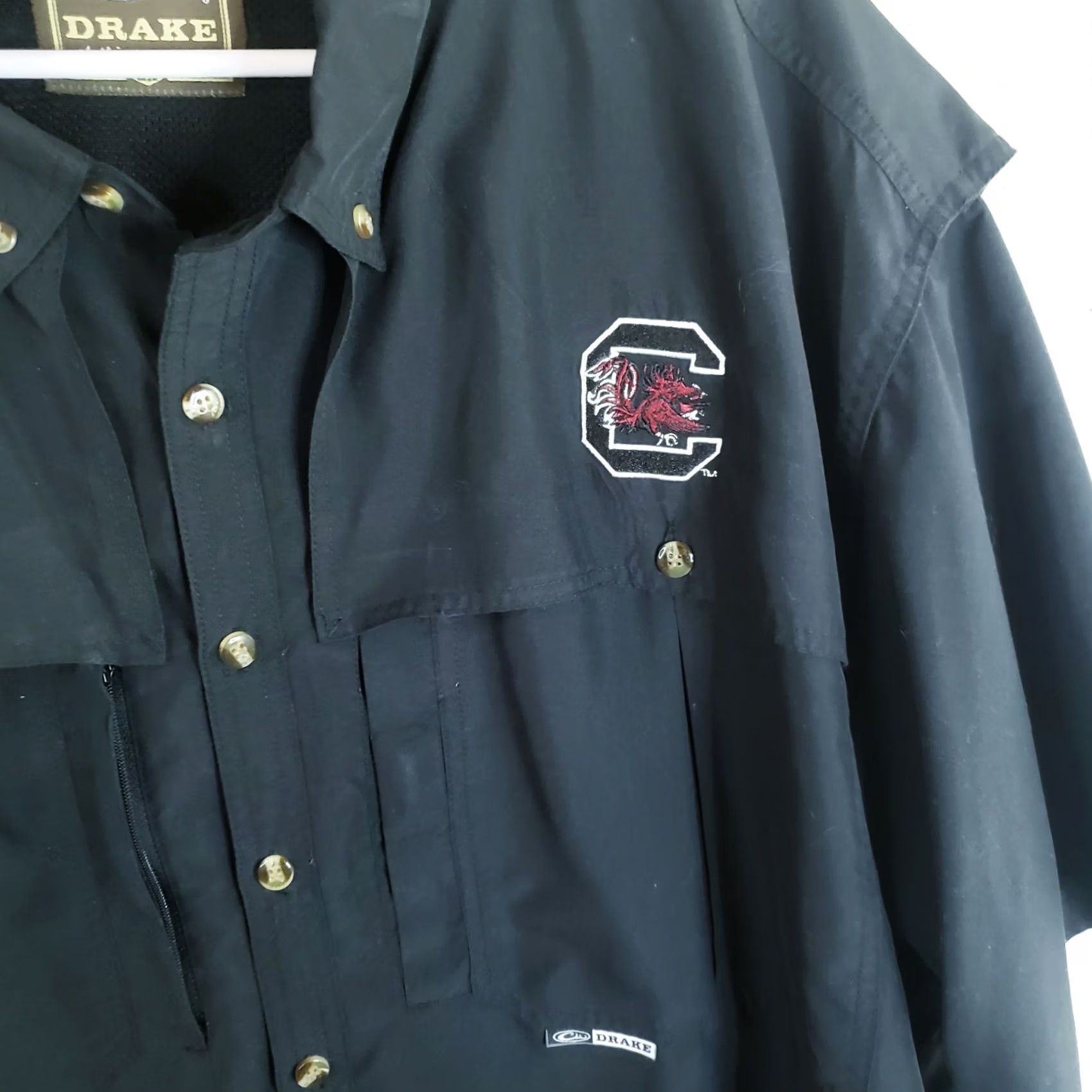 Vintage Drake Vented Shirt Men's XXL Black South Carolina Gamecocks Logo SS Button Size US XXL / EU 58 / 5 - 4 Thumbnail