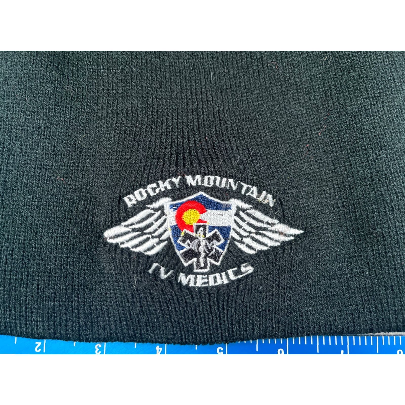 Vintage Rocky Mountain IV Medics Beanie Adult One Size Black Knit Embroidered Acrylic Size ONE SIZE - 2 Thumbnail