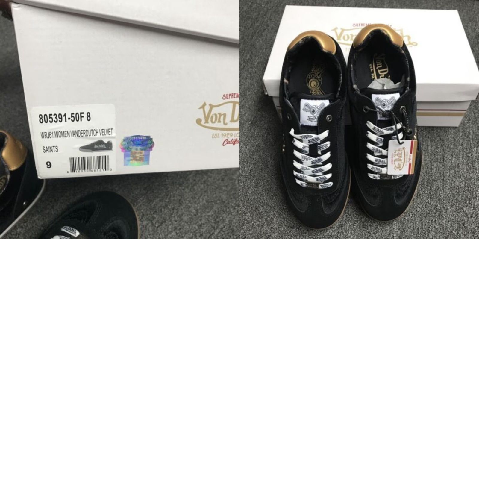 Von Dutch VON DUTCH Women Vanderdutch Velvet Black Gold Saints Sneakers Woman US 9 New Size US 9 / IT 39 - 8 Thumbnail