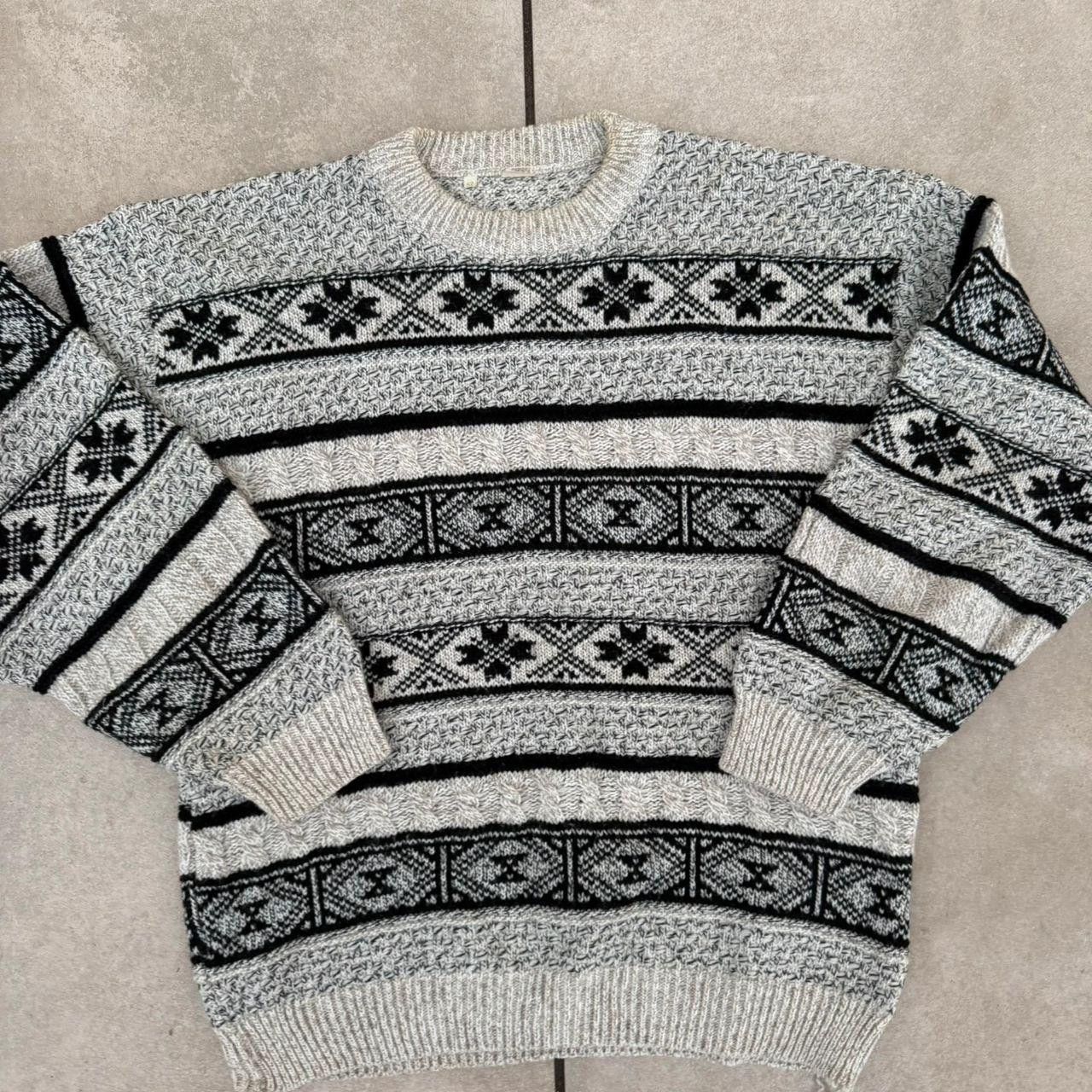 Vintage Wool Jumper Printed Cable Knit Vintage 90s Size US M / EU 48-50 / 2 - 3 Thumbnail