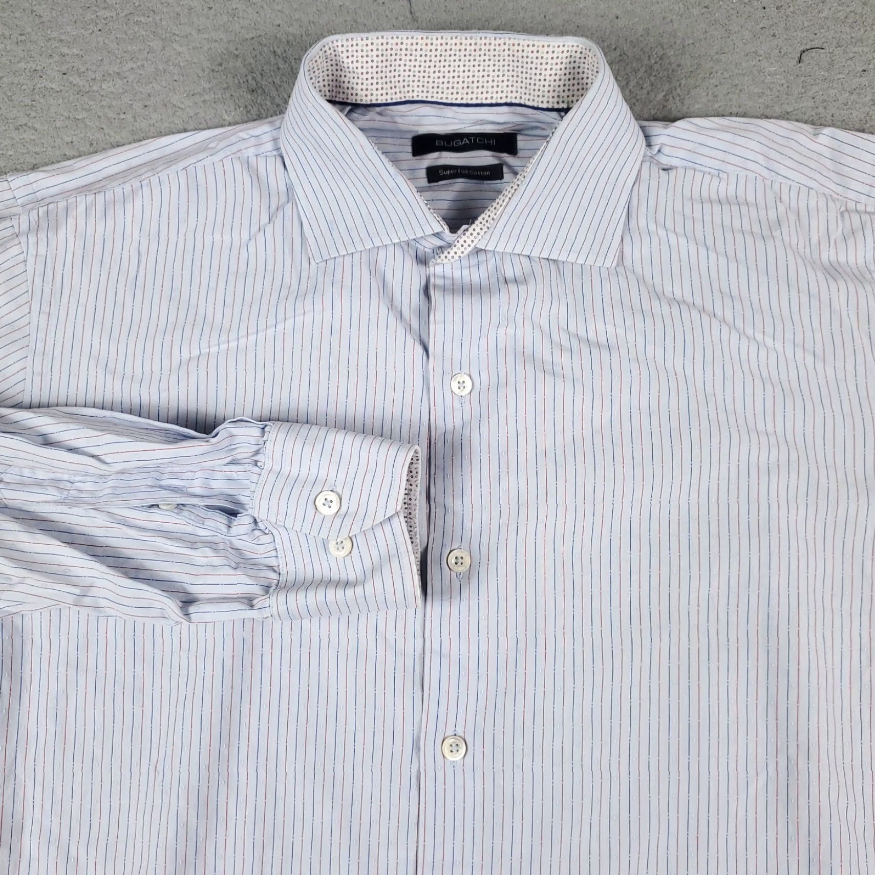 BUGATCHI Bugatchi Uomo Dress Shirt Mens 15.5 Blue Striped Long Sleeve Button-Up Casual Formal Size 40R - 2 Thumbnail