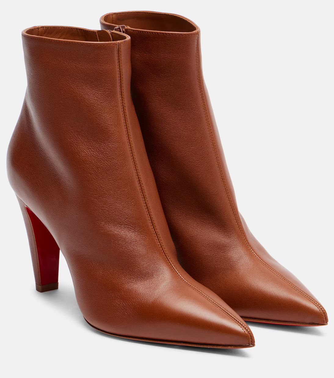 Christian Louboutin Vibella Booty 85 Brown Calf Leather Pointed Heel Bootie 37 Size US 7 / IT 37 - 3 Thumbnail