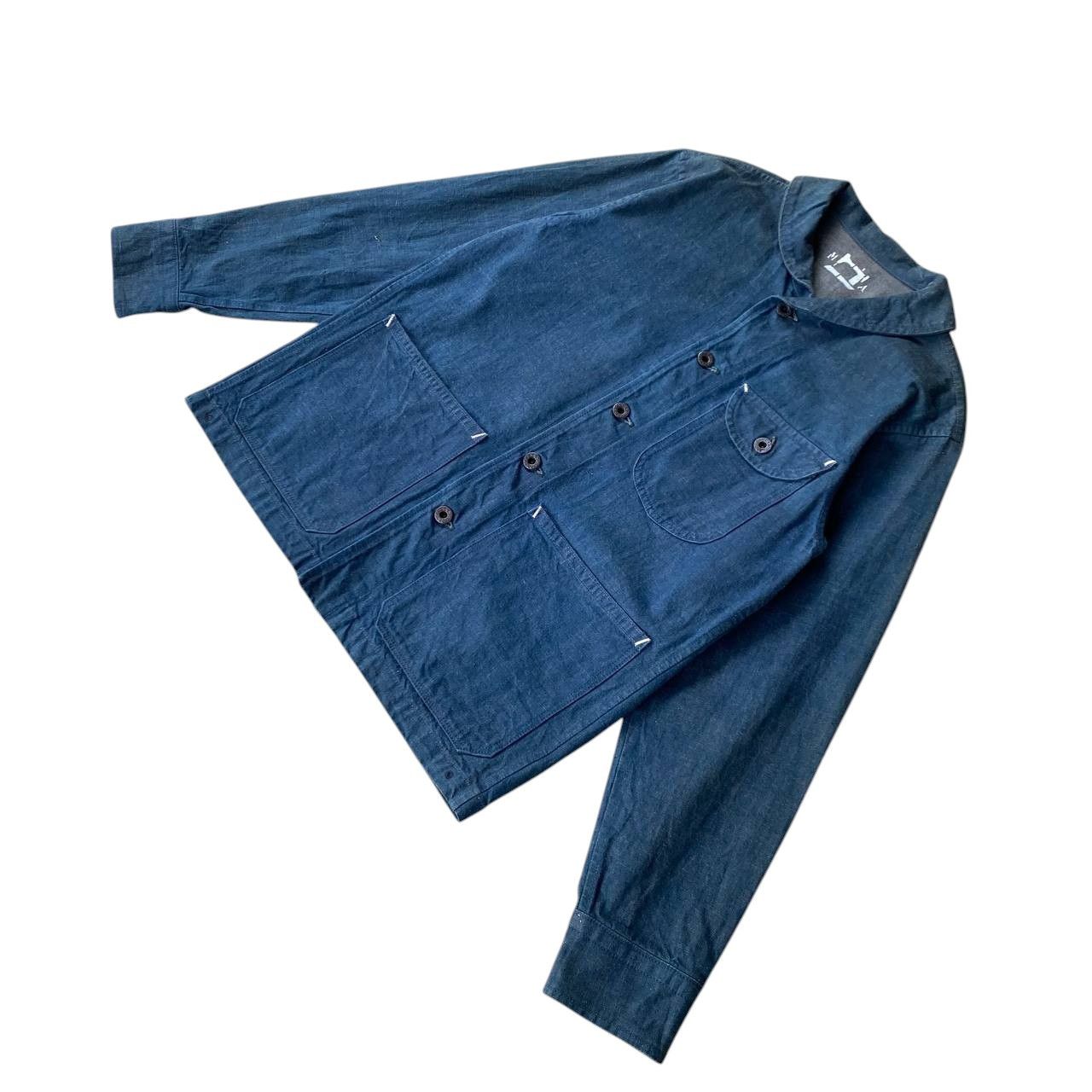 Vintage Vintage 40s-60s Shawl Collar French Blue Chore Denim Jacket Size US L / EU 52-54 / 3 - 6 Thumbnail