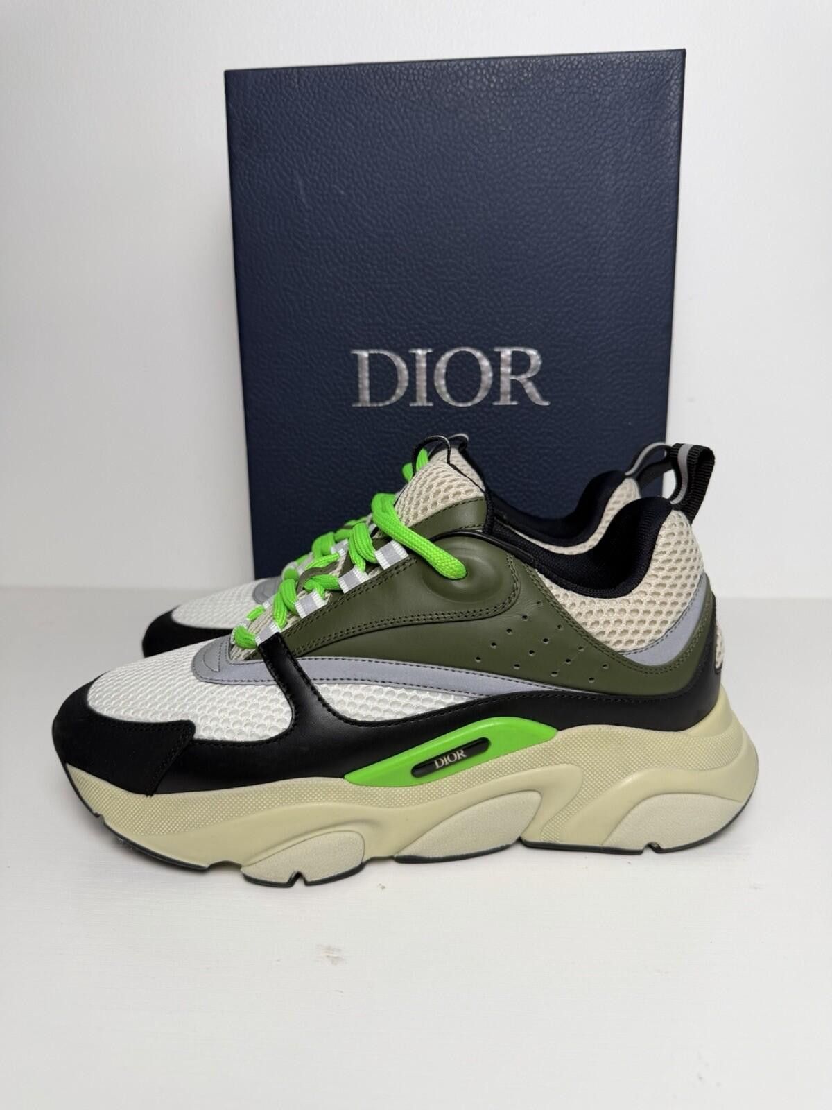 Dior Dior B22 Sneakers Olive Green Neon Mesh Trainers Men’s EU 40 Size US 7 / EU 40 - 3 Thumbnail