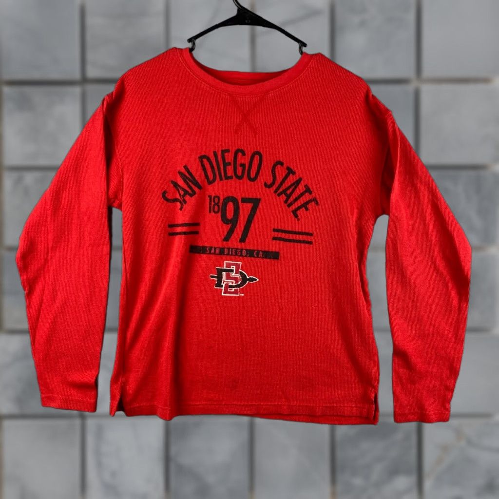 Vintage Old Varsity Brand Shirt Mens Red Medium Thermal Long Sleeve Size US M / EU 48-50 / 2 - 1 Thumbnail