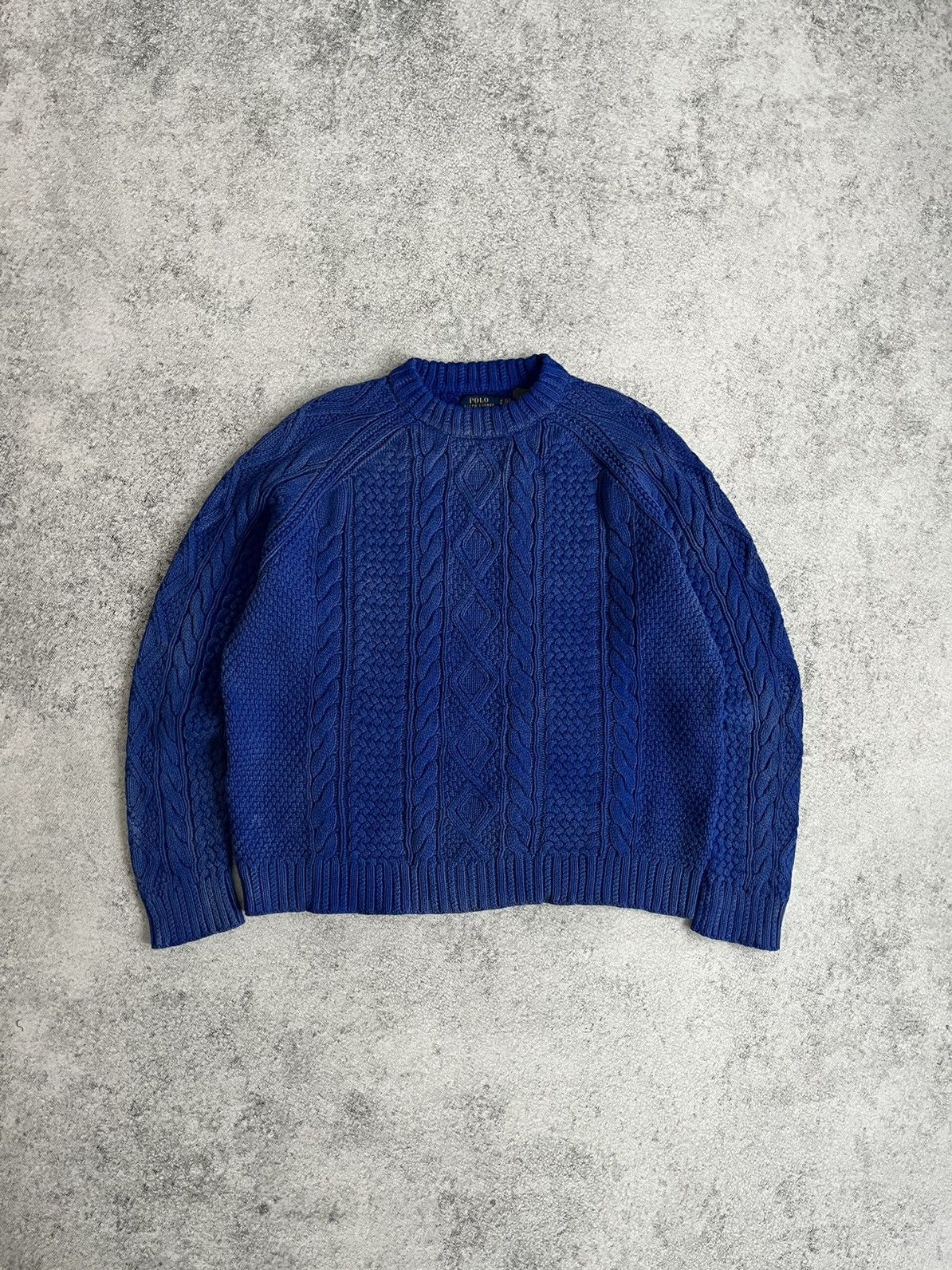 image of Polo Ralph Laurent Cable Knit Sweater in Blue, Men's (Size XL)