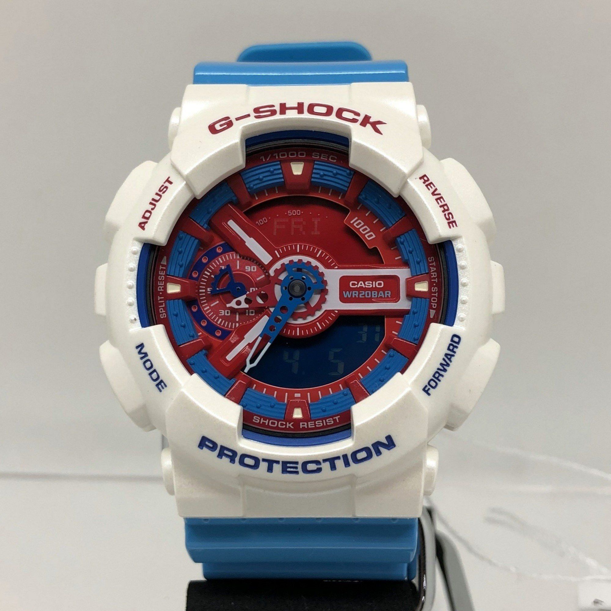 image of G-Shock Casio Watch Ga-110Ac-7Ajf Blue And Red Series Analog White Multicolor Resin Quartz Antimagn