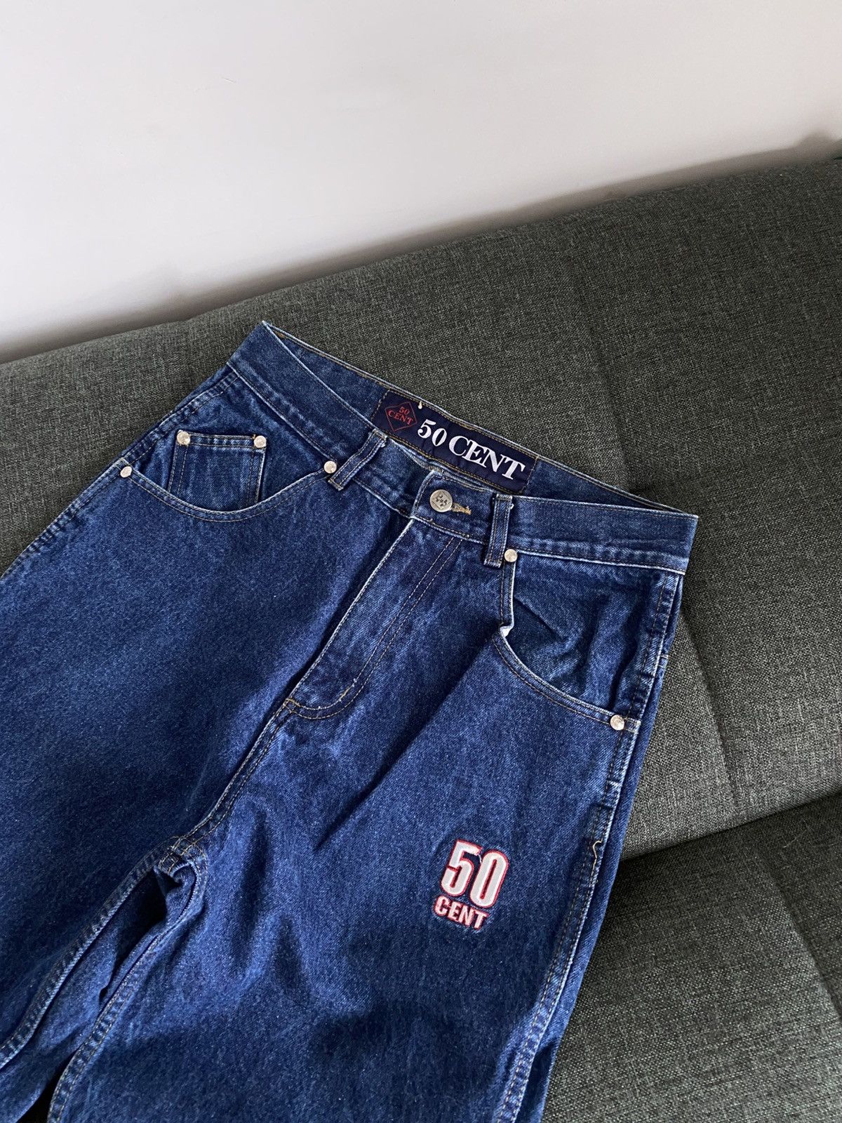 Vintage Vintage 50Cent Baggy Denim Jeans Wide Avant Garde Y2K Faded Size US 30 / EU 46 - 8 Thumbnail
