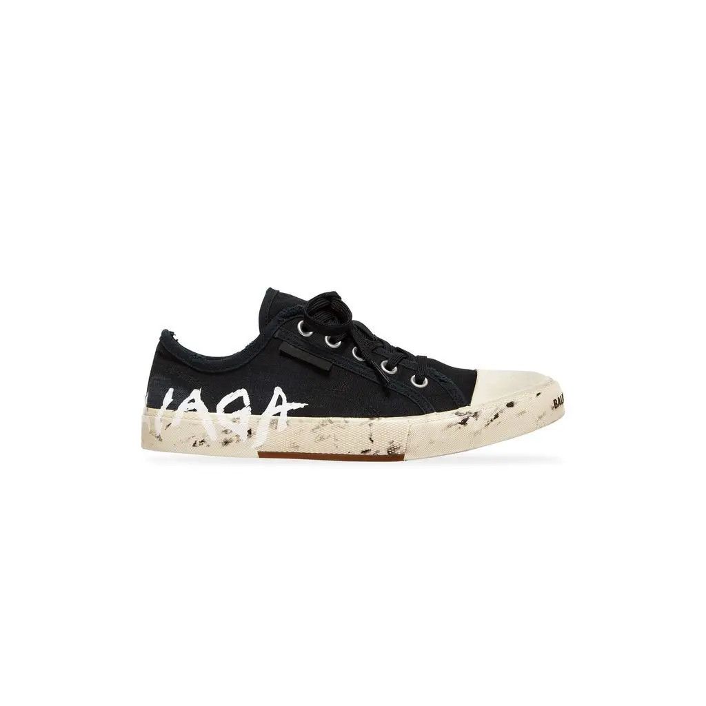 Balenciaga o1srvl11e0325 Paris Low Top Sneakers in Black/Sea Salt Size US 7 / IT 37 - 1 Thumbnail