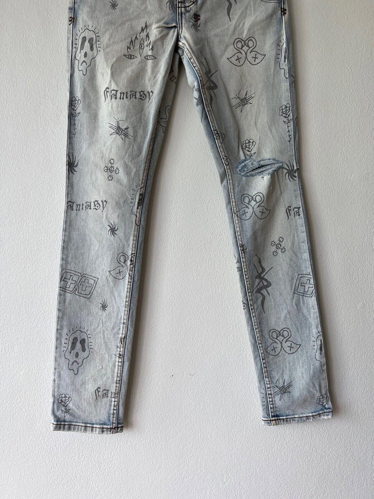 Ksubi new Ksubi mens denim jean chitch 32 blue stik n poke print Size US 32 / EU 48 - 3 Thumbnail