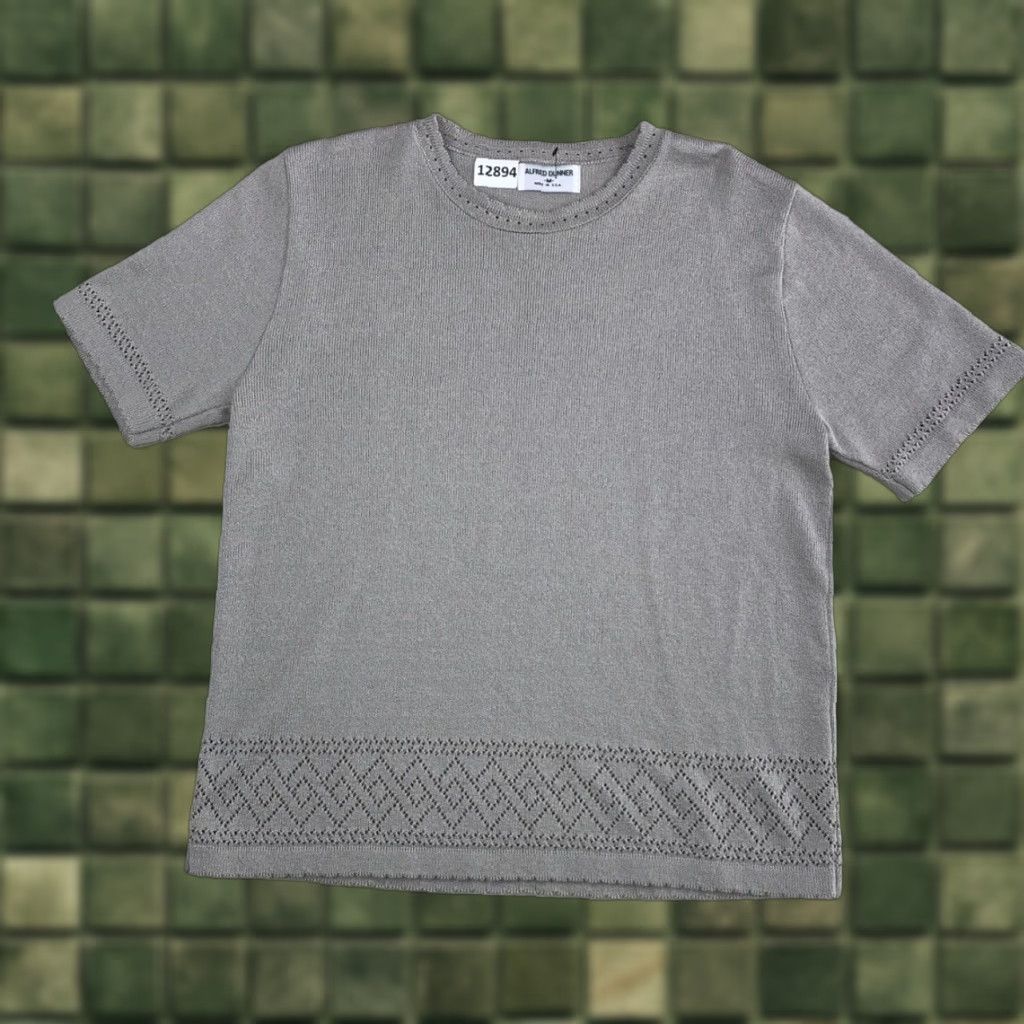 Vintage VINTAGE Alfred Dunner Knit Shirt Womens Open Knit 90s Beige M Short Sleeve Casual T-Shirt USA Retro Grandmacore Size M / US 6-8 / IT 42-44 - 1 Thumbnail