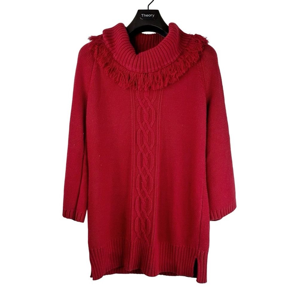 Other KAREN SCOTT Womens Festive Red Cowl Neck Frills Cable Knit S Size S / US 4 / IT 40 - 1 Thumbnail