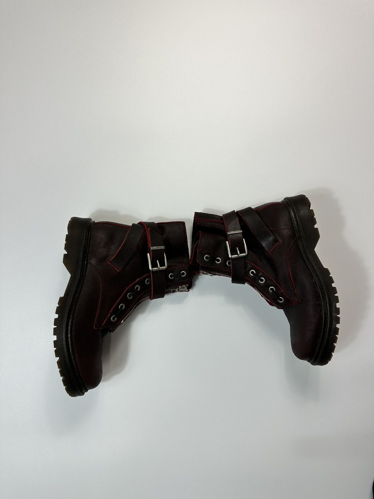 Diesel Diesel Leather Boots 36 Size Burgundy Y2K Made In Portugal Size US 6 / IT 36 - 3 Thumbnail