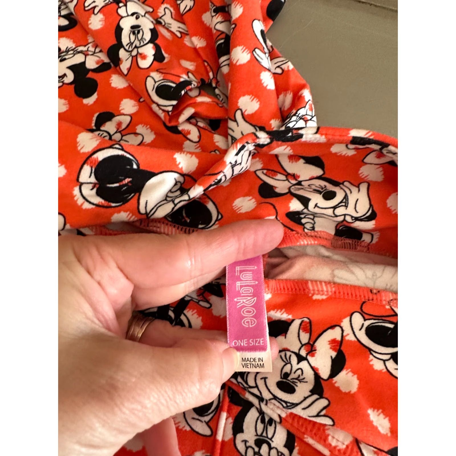Vintage LuLaRoe Disney Minnie Mouse Leggings One Size Orange and White - Leggings - Women - Tall - Elastic Waist - Disney Theme Size 42" / US 20 - 3 Thumbnail