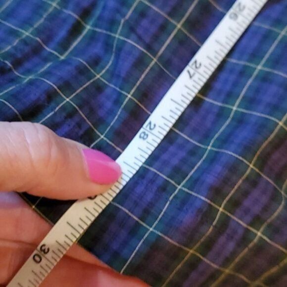 Vintage Lands' End Blue Plaid Button Down Top w Pocket & Elastic Wai Size US L / EU 52-54 / 3 - 8 Thumbnail
