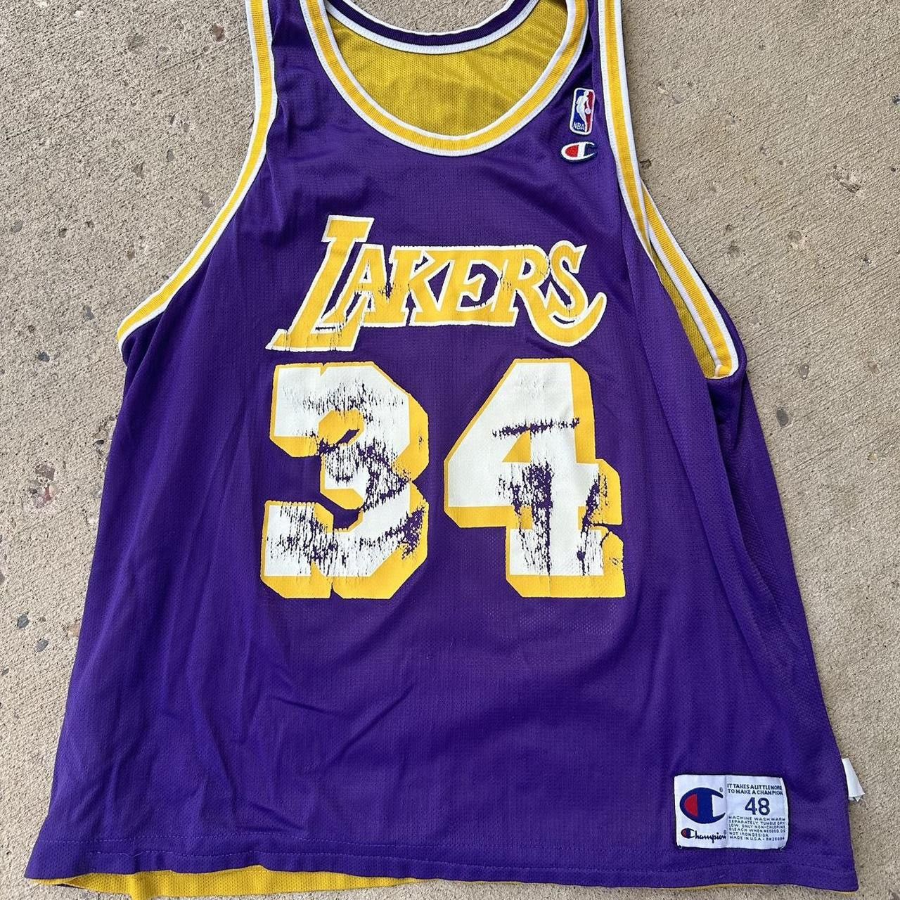 NBA × Vintage Vintage Shaq Lakers Champion Reversible Jersey Size US L / EU 52-54 / 3 - 3 Thumbnail