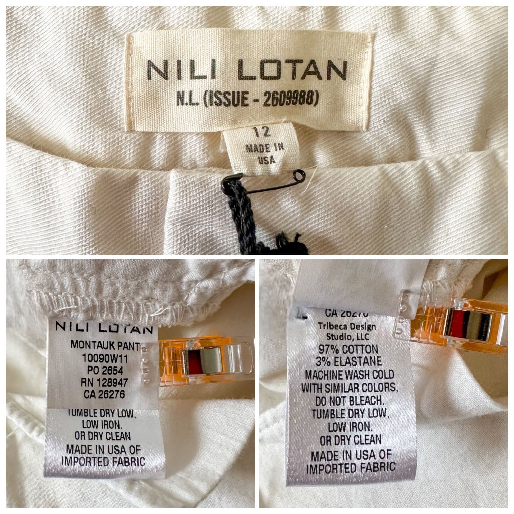 Nili Lotan Nili Lotan Montauk Pant in Eggshell, Size 12, NWT Size 34" / US 12 / IT 48 - 4 Thumbnail