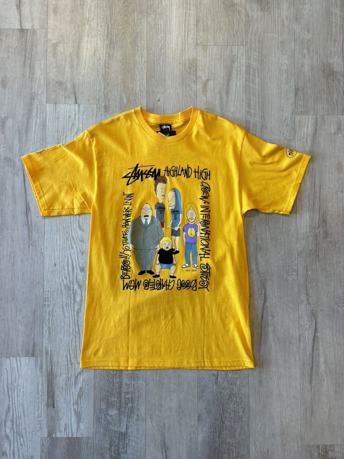 image of Stussy Beavis & Butthead Tee NWT in Yellow, Men's (Size Medium)