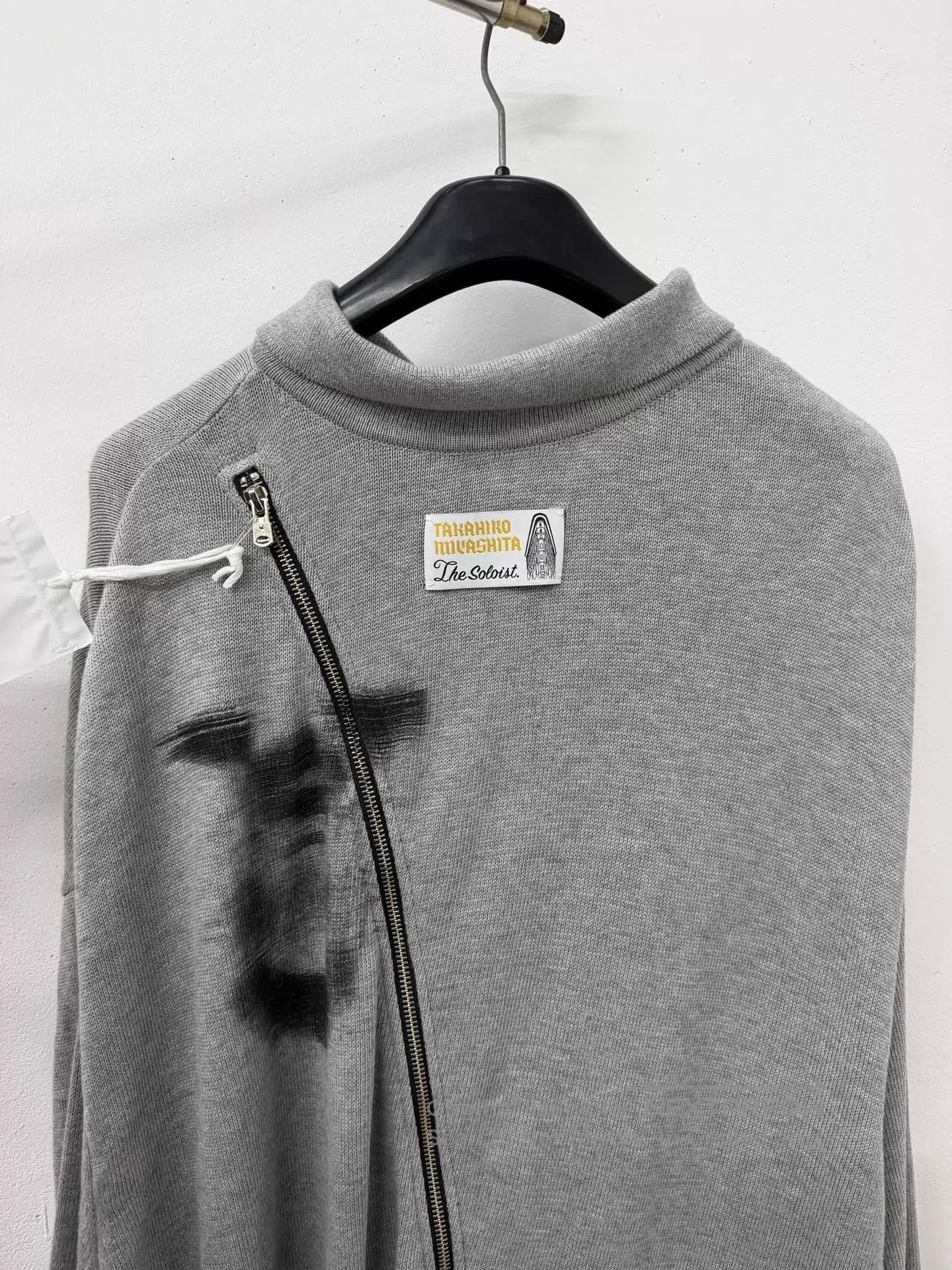 Takahiromiyashita The Soloist. Gray Long Sleeve Polo with Text Print. Size US S / EU 44-46 / 1 - 3 Thumbnail