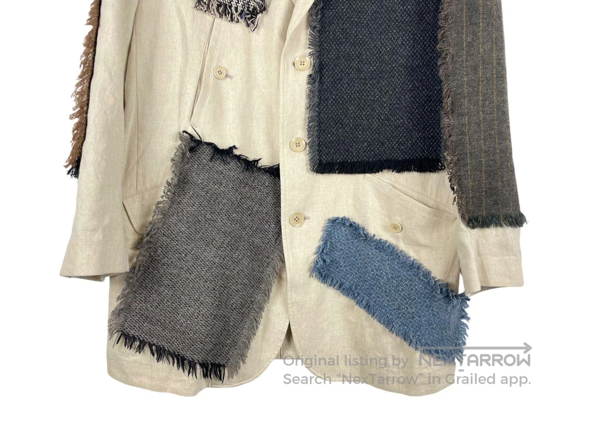 Yohji Yamamoto Yohji Yamamoto Patchwork Linen Patch Denim Jacket Size US L / EU 52-54 / 3 - 4 Thumbnail