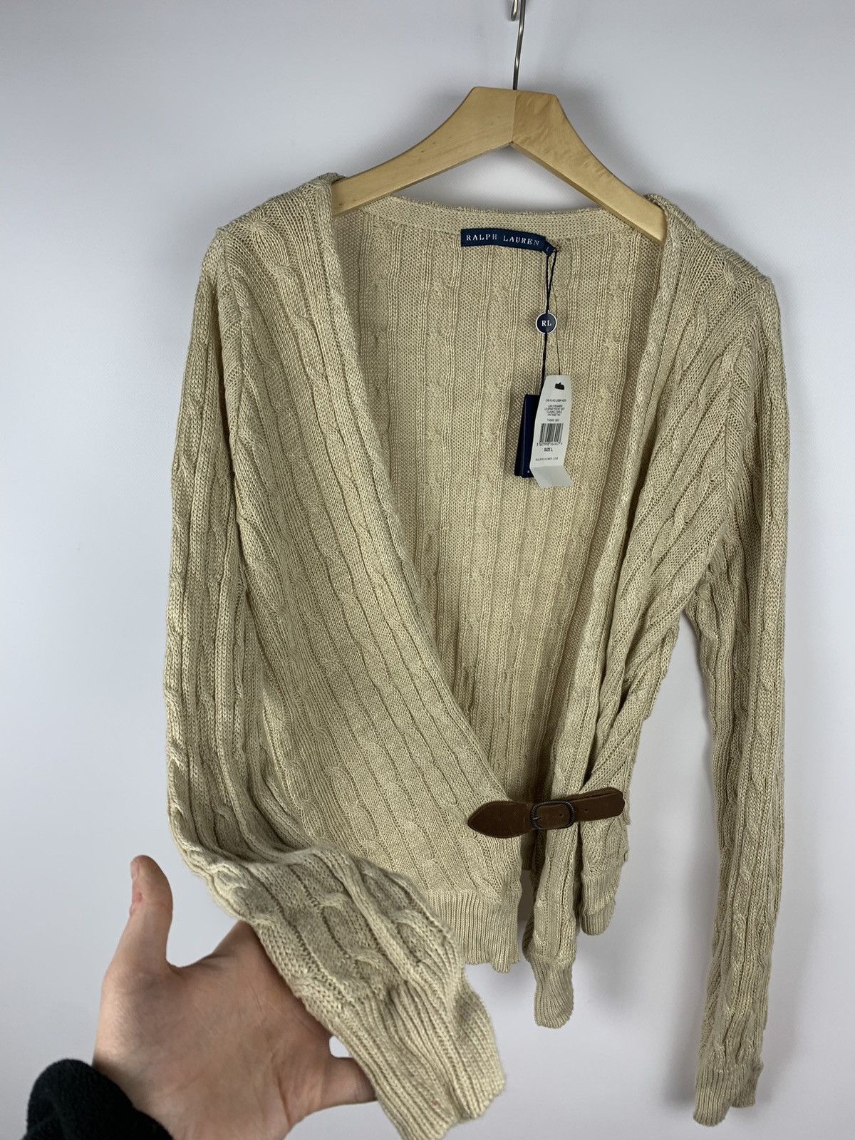 Ralph Lauren New with tags Ralph Lauren Cable Knit Linen Cardigan Belted Size L / US 10 / IT 46 - 7 Thumbnail