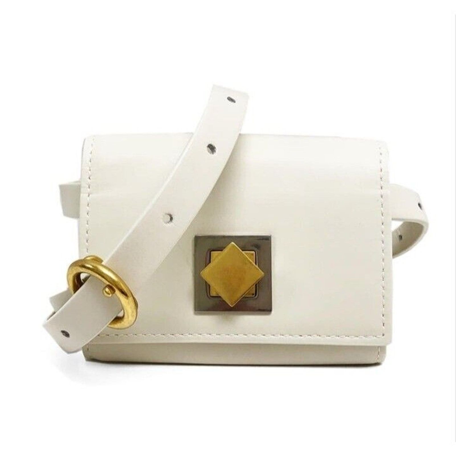 Bottega Veneta White Card Case Wallet Belt Bag