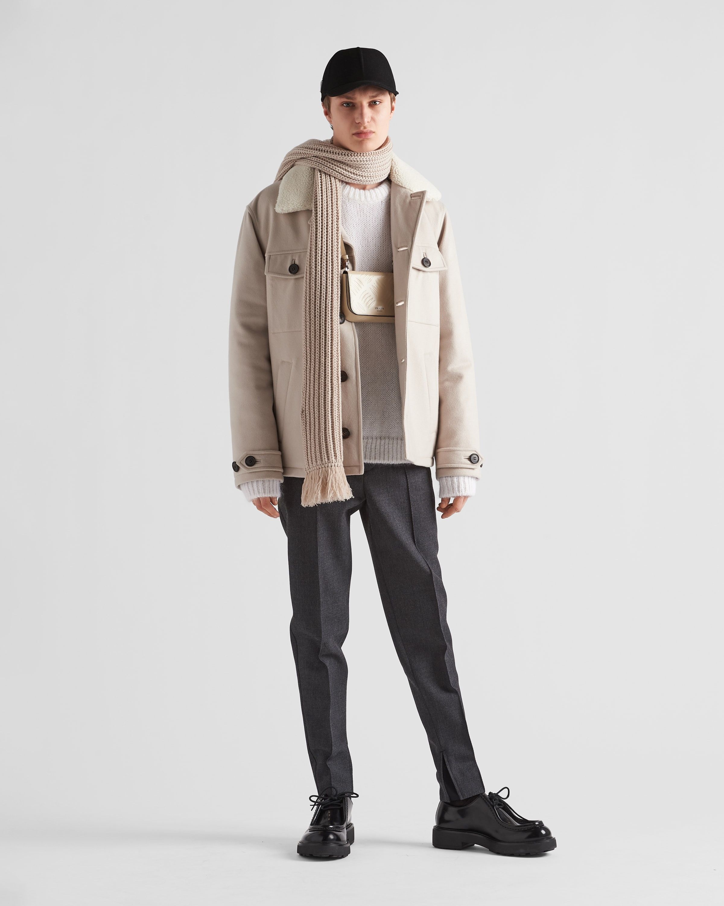 Prada o1mt1gz0925 Cashmere Blouson Jacket in Beige Size US L / EU 52-54 / 3 - 2 Thumbnail