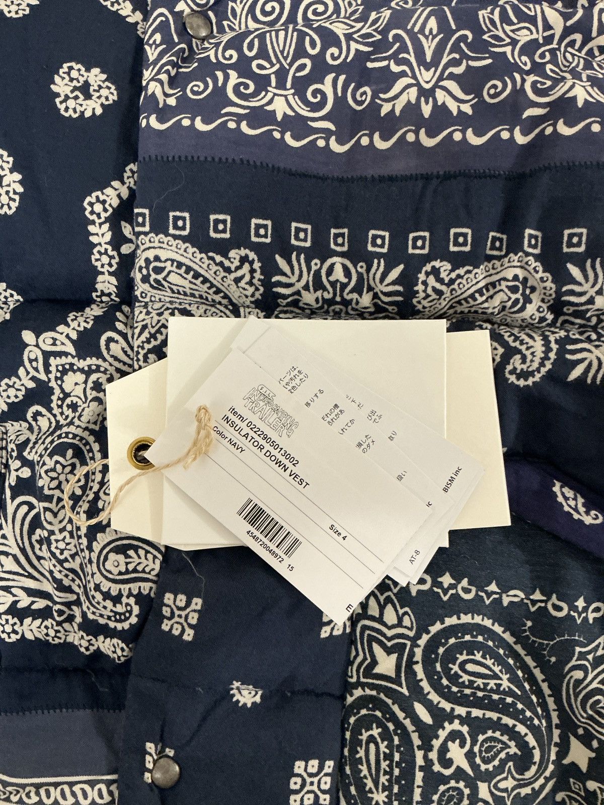 Visvim Insulator Down Vest Navy Sz 4 Bandana Size US XL / EU 56 / 4 - 4 Thumbnail