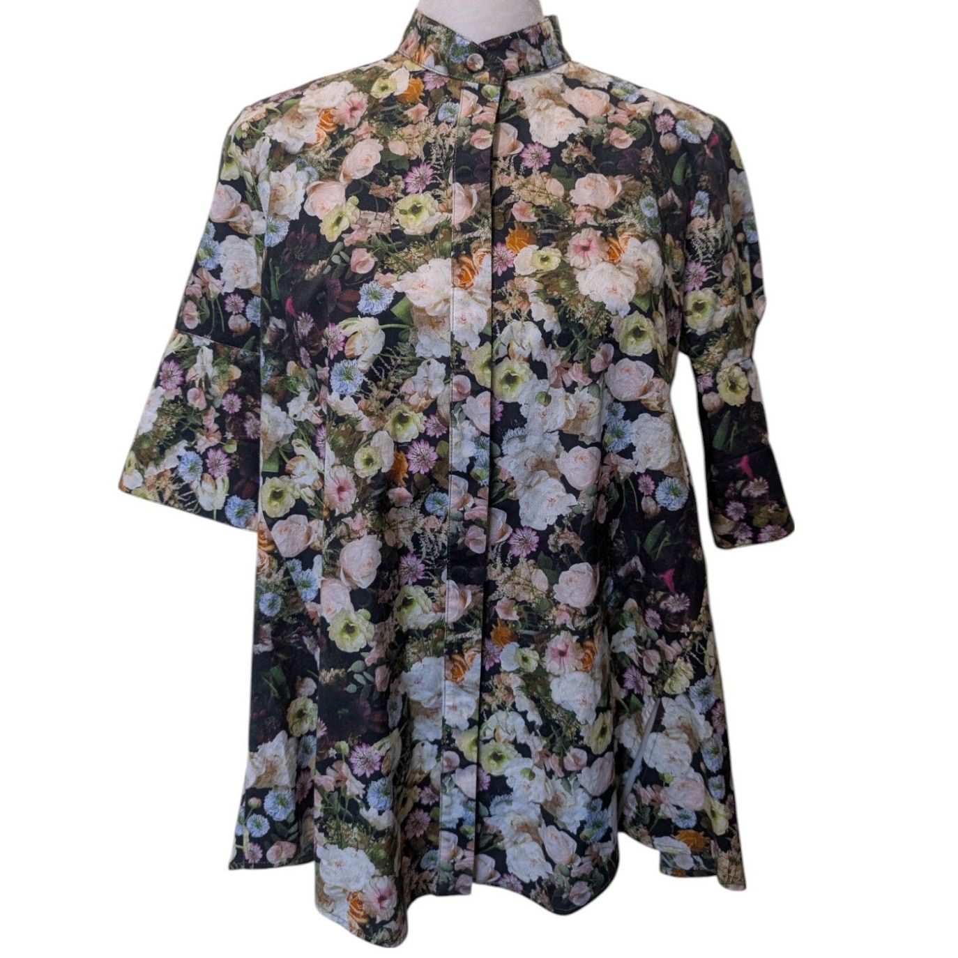 Adam Lippes Adam Lippes Putnam & Putnam Floral Printed Trapeze Blouse Size XS / US 0-2 / IT 36-38 - 4 Thumbnail