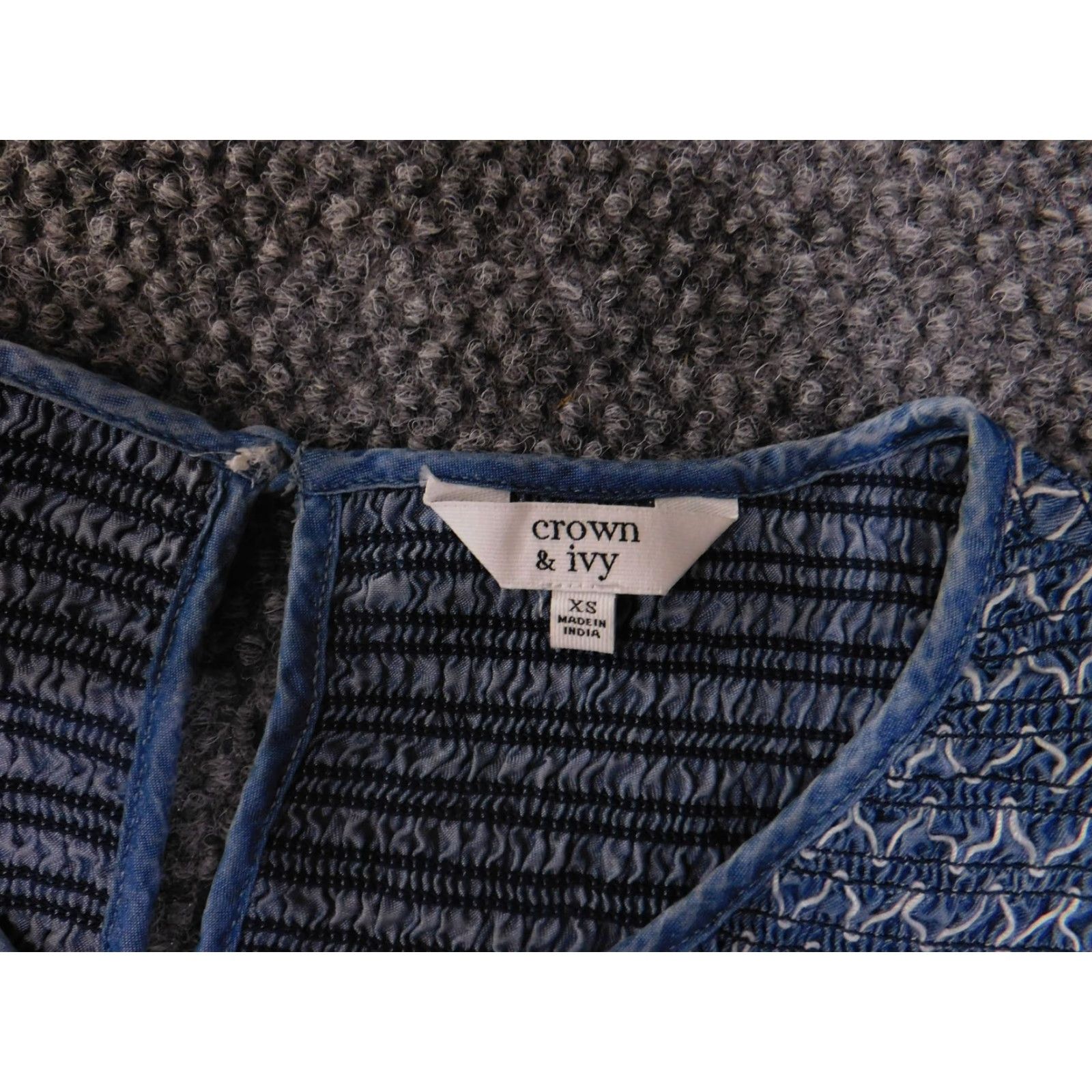 Vintage Crown & Ivy Dress Womens XS Chambray Smocked Sleeve Tencel Boho NWT Size XS / US 0-2 / IT 36-38 - 6 Thumbnail