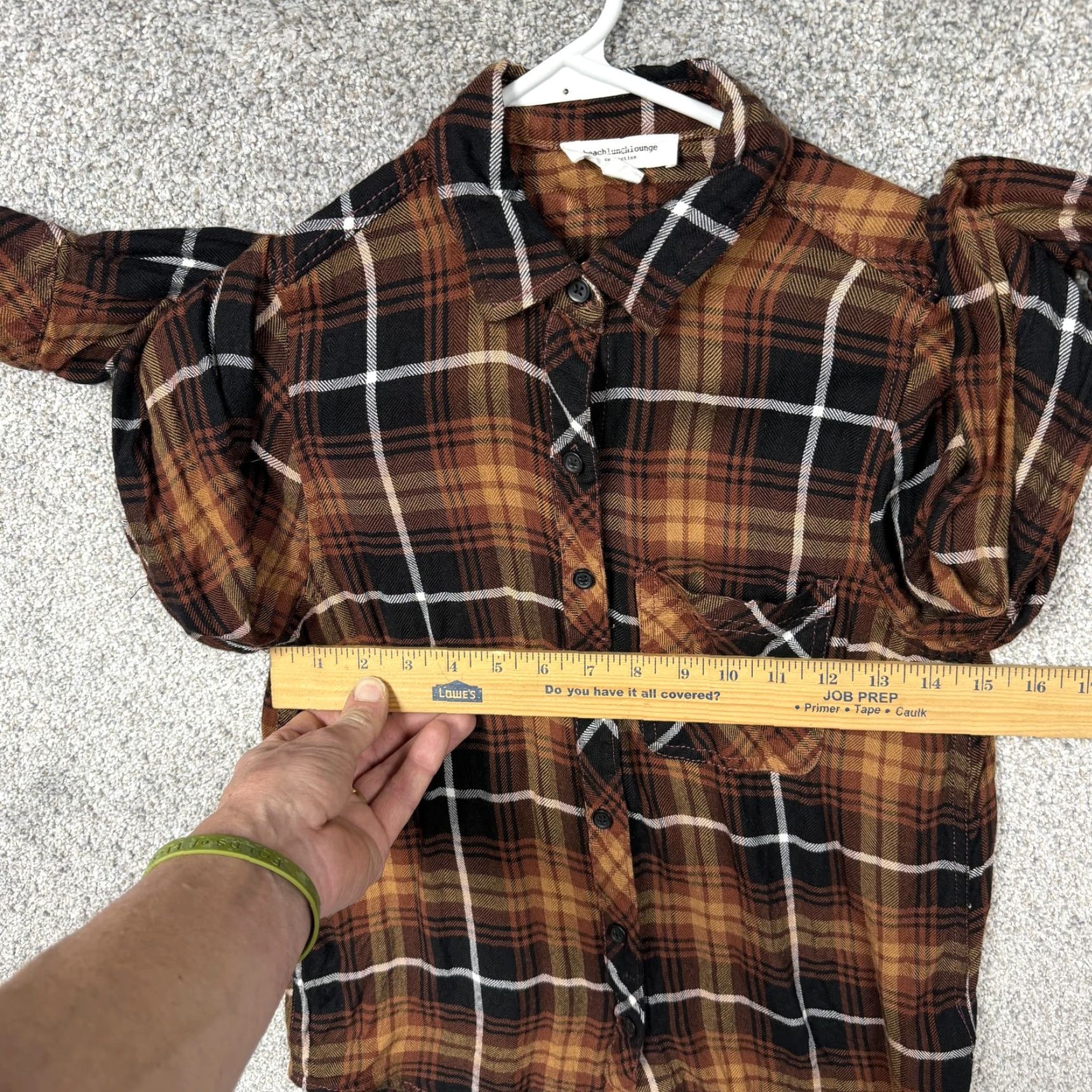 Vintage beachlunchlounge Shirt Women XS Brown Black Plaid Button-Up Collared Long Sleeve Casual Fall Lightweight Rayon Vintage No Size XS / US 0-2 / IT 36-38 - 4 Thumbnail