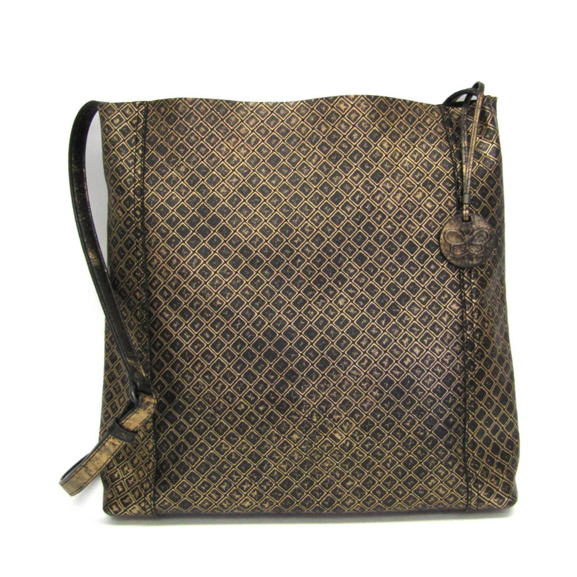 Bottega Veneta Intreccio Mirage Butterfly MenWomen Leather Shoulder Bag GoldBlack